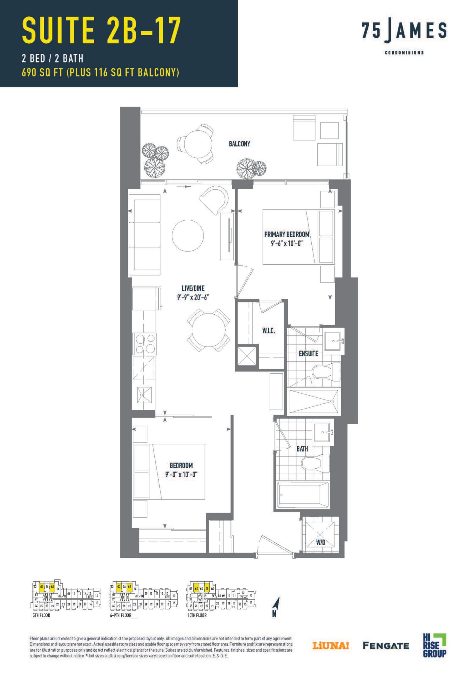 Suite 2B-17 Floor Plan at 75 James Condos - 690 sq.ft