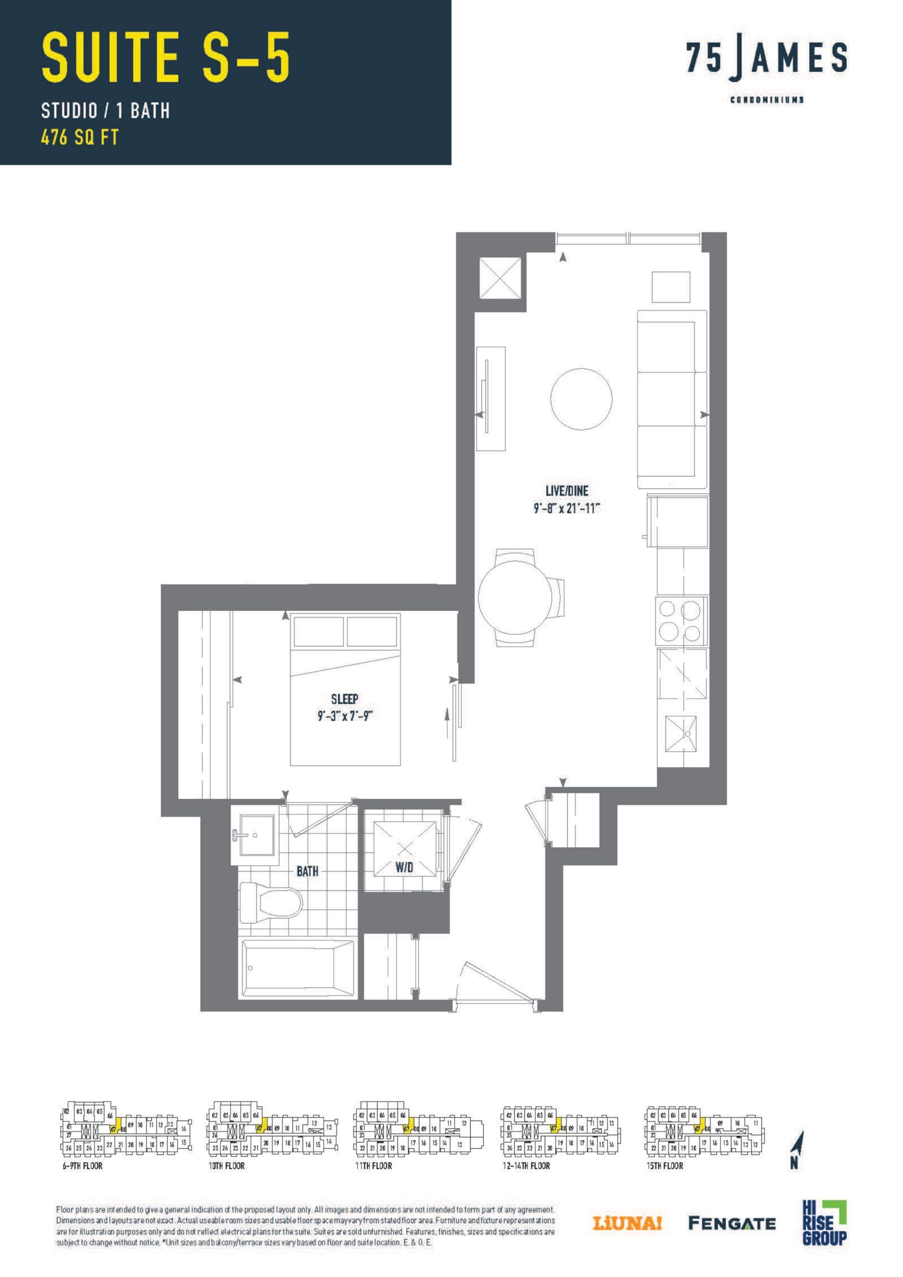 Suite S-5 Floor Plan at 75 James Condos - 476 sq.ft