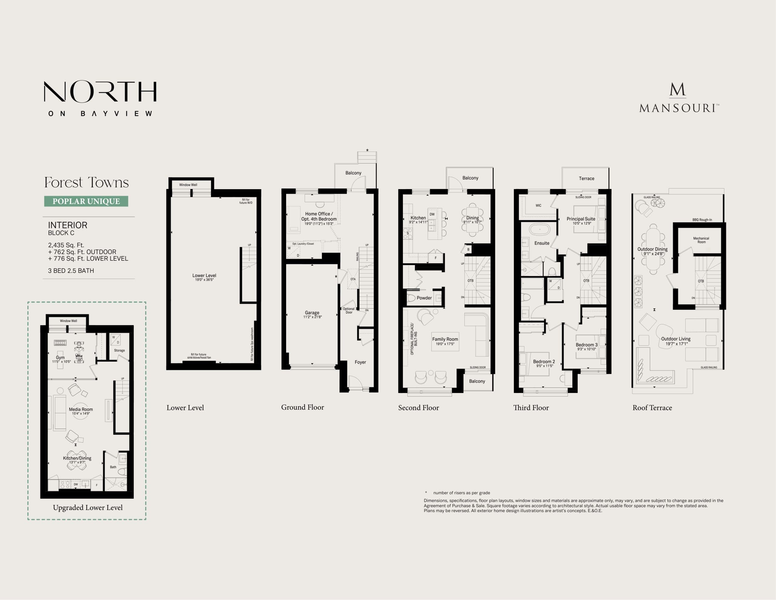 Poplar Unique Interior Block C Floor Plan at North on Bayview Towns - 2435 sq.ft
