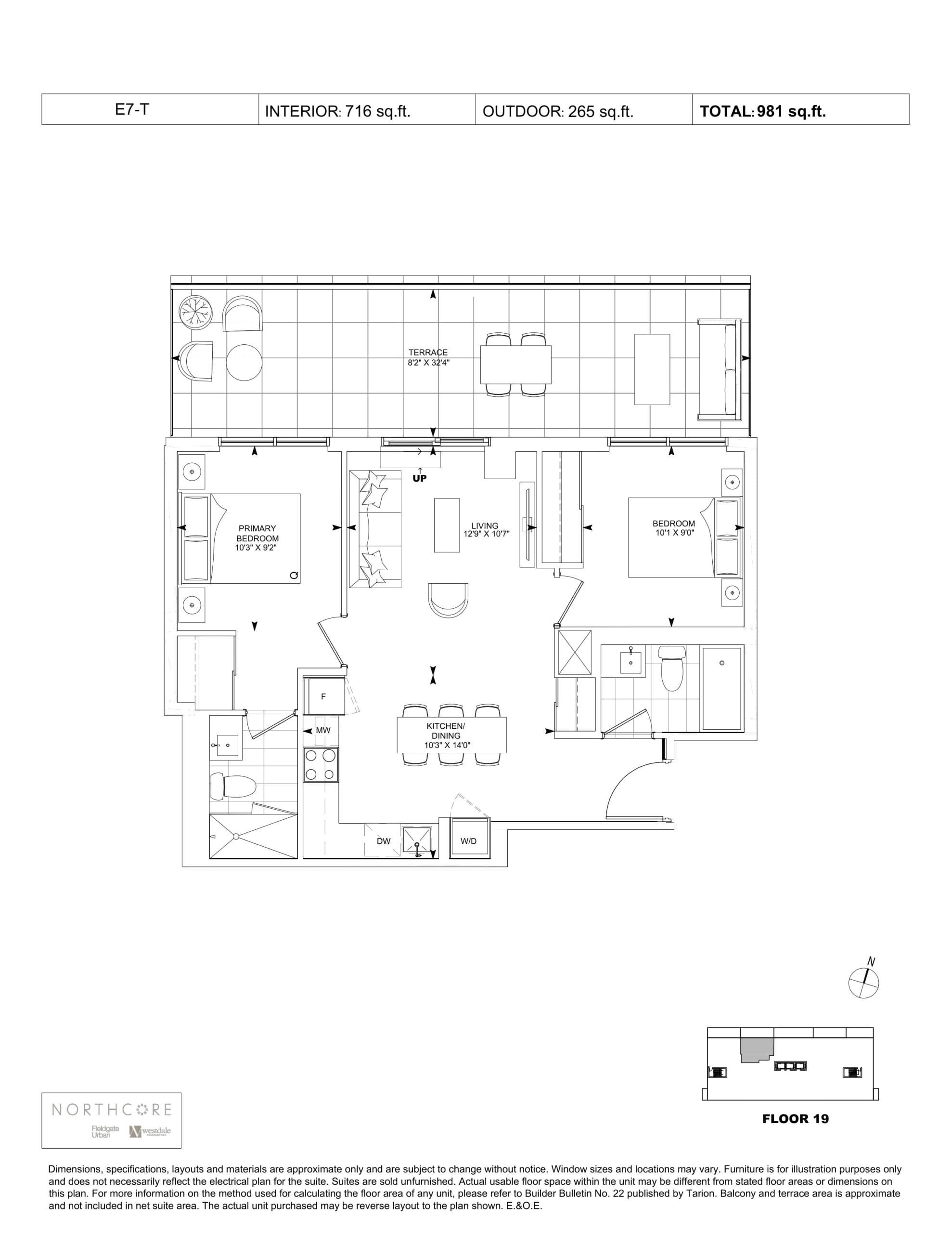 E7-T Floor Plan at NorthCore Condos - 716 sq.ft