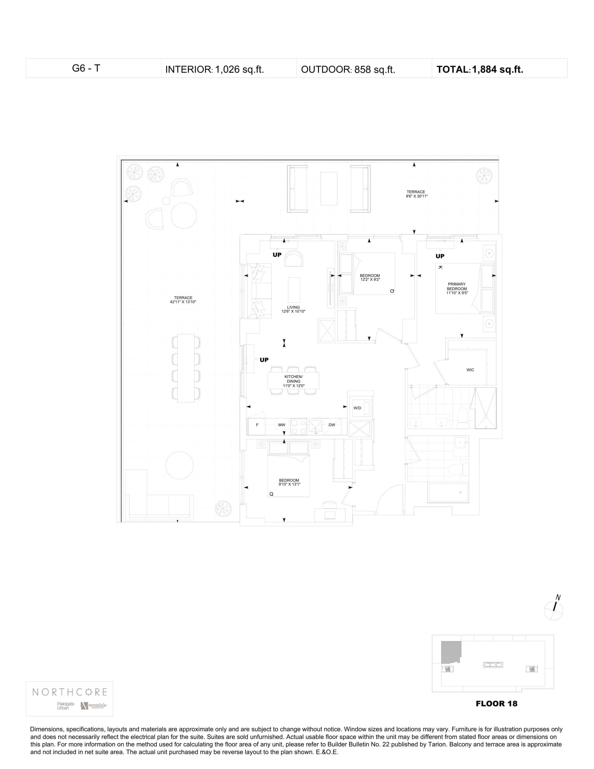 G6-T Floor Plan at NorthCore Condos - 1026 sq.ft