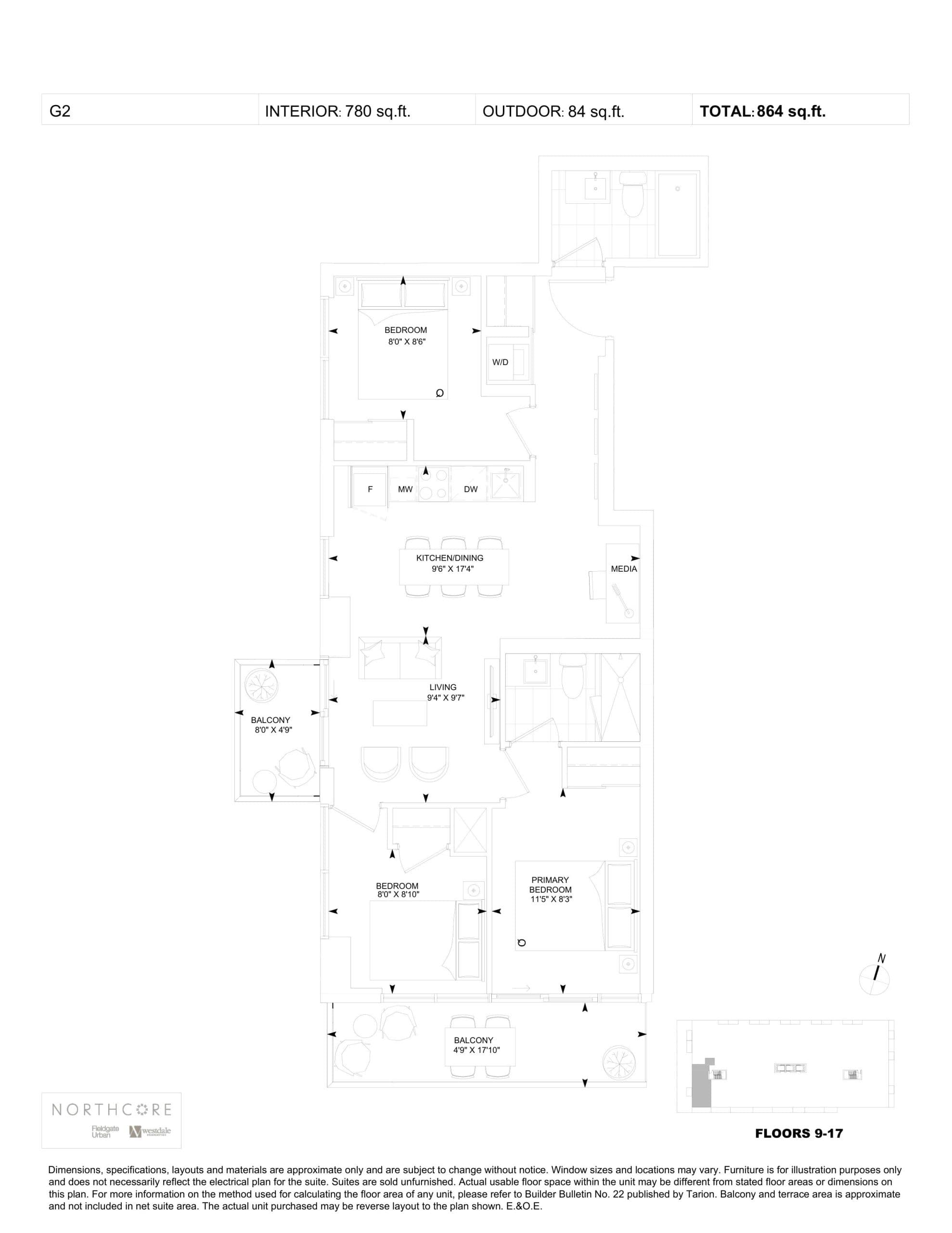 G2 Floor Plan at NorthCore Condos - 780 sq.ft