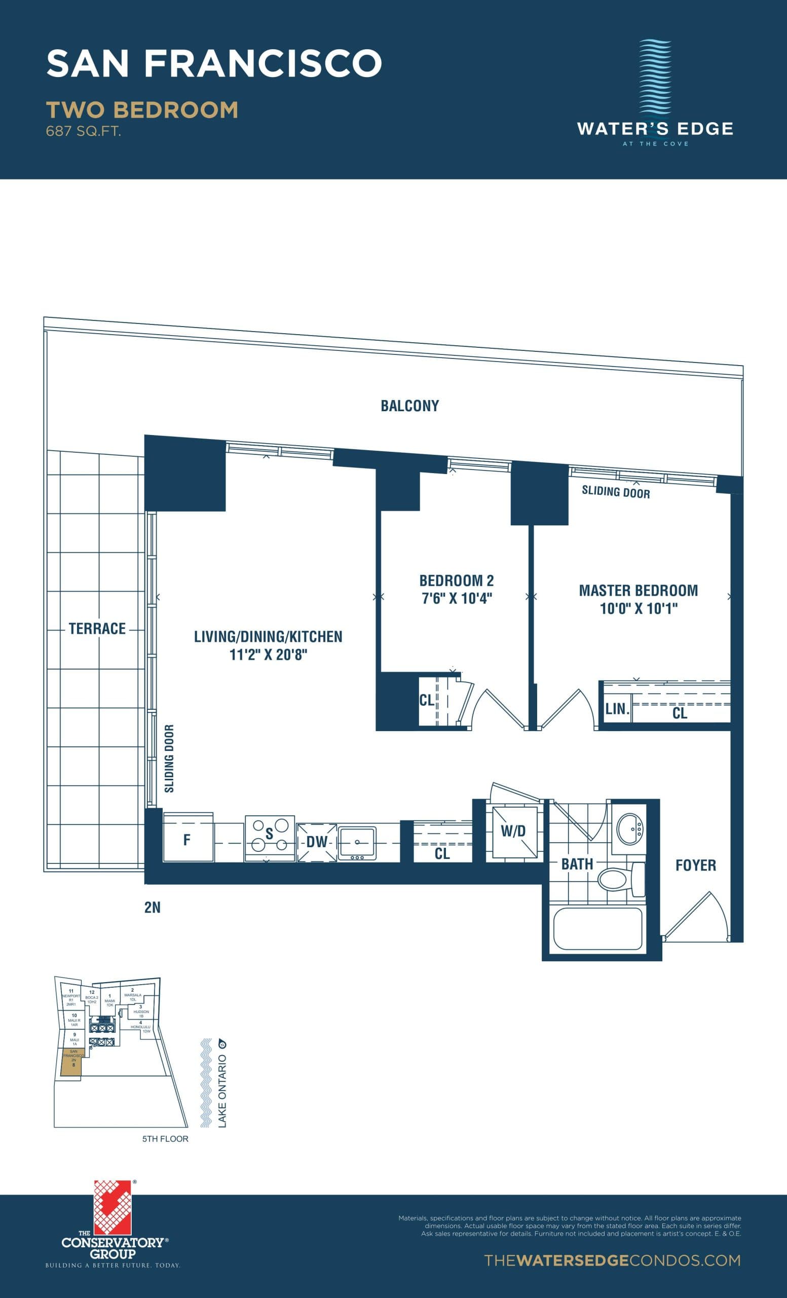 San Francisco Floor Plan at Water's Edge at the Cove Condos - 687 sq.ft
