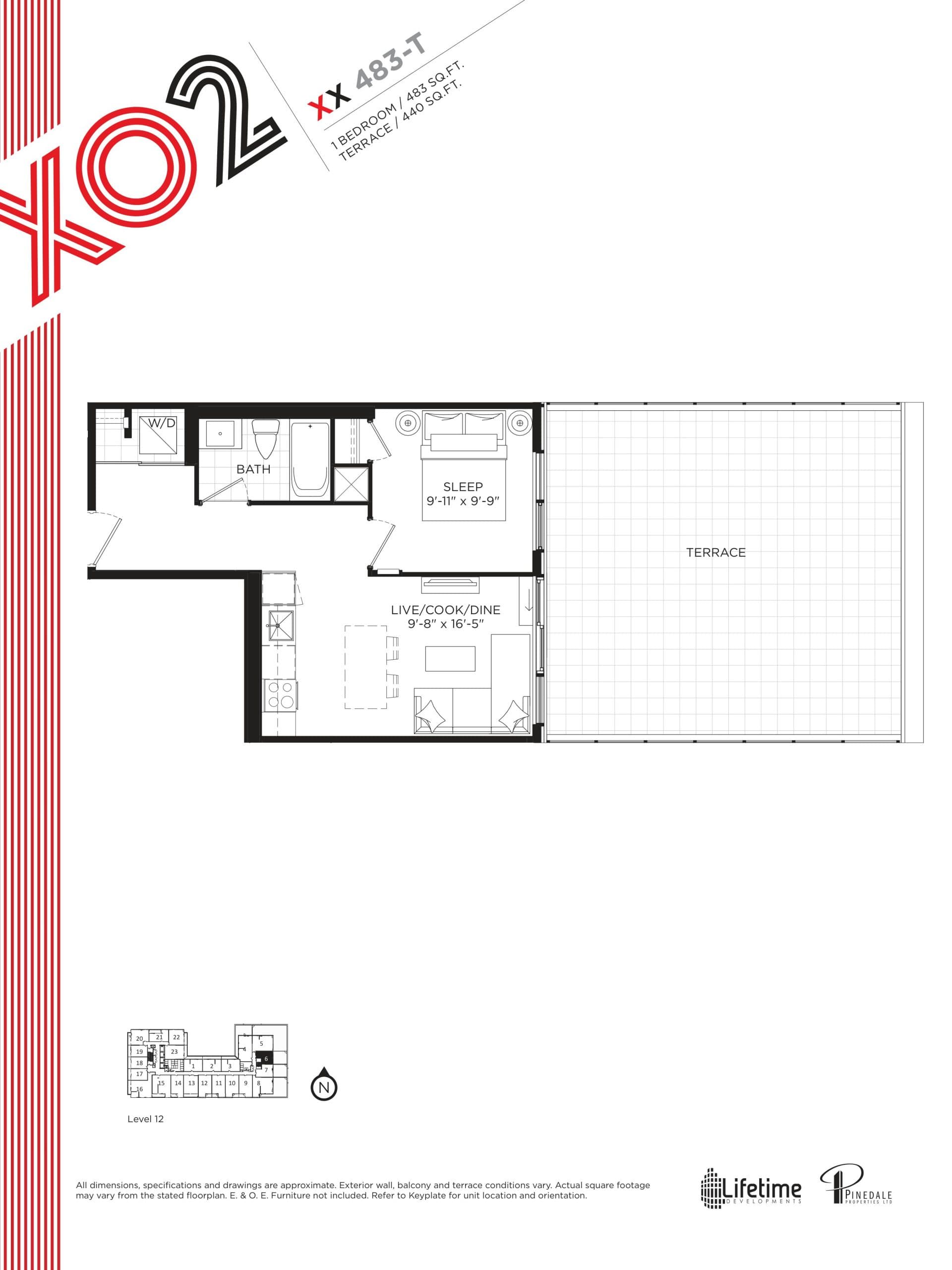 XX 483-T Floor Plan at XO2 Condos - 483 sq.ft