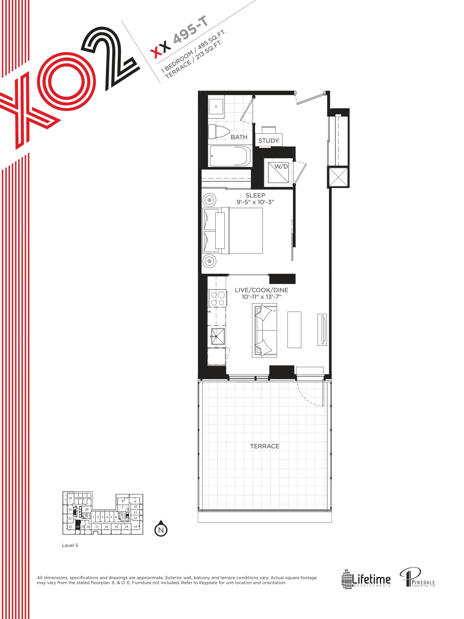 XX 495-T Floor Plan at XO2 Condos - 495 sq.ft