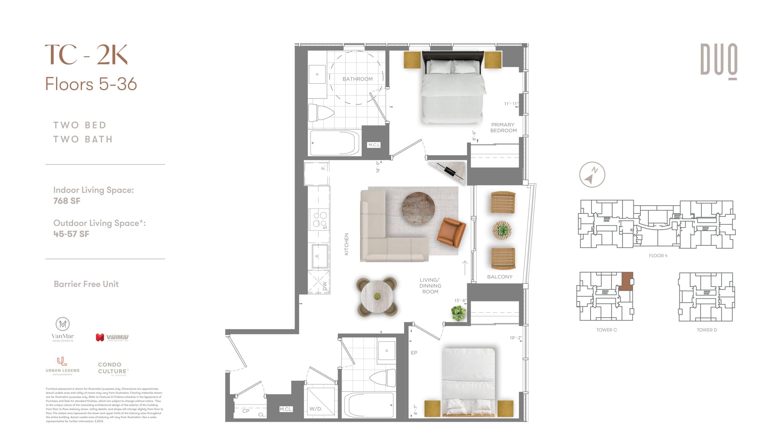 TC-2K Floor Plan at DUO Tower 3 at Station Park Condos - 768 sq.ft