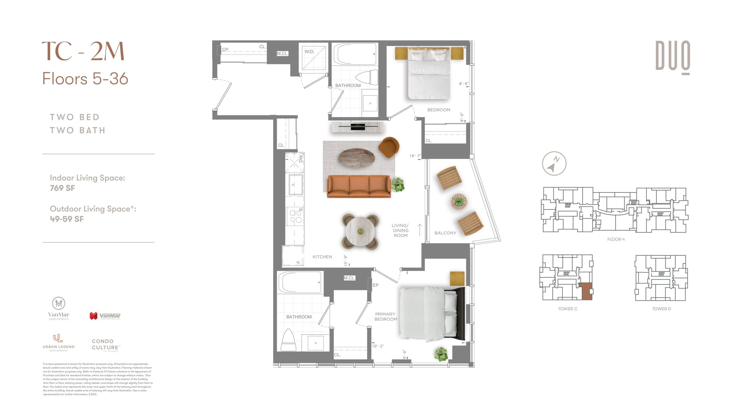 TC-2M Floor Plan at DUO Tower 3 at Station Park Condos - 769 sq.ft