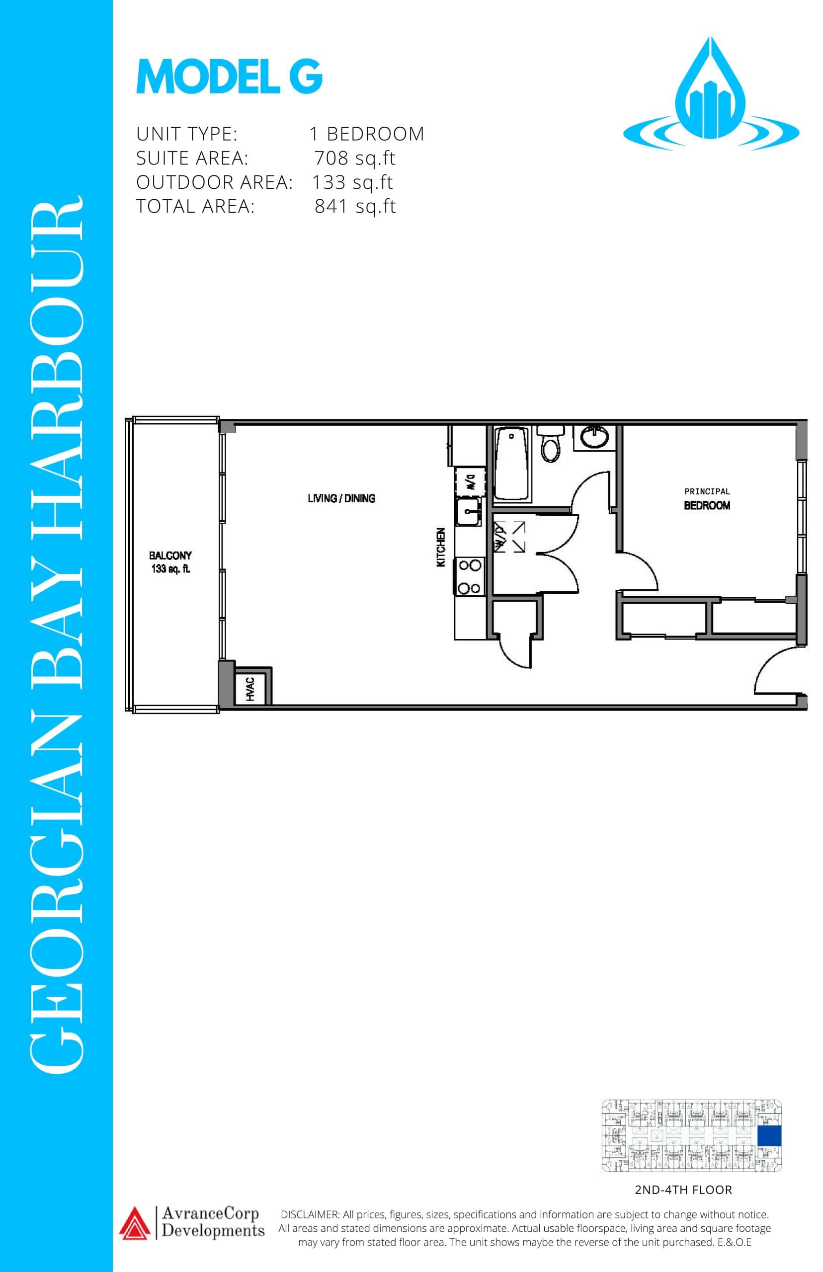 Model G Floor Plan at Georgian Bay Harbour Condos - 708 sq.ft