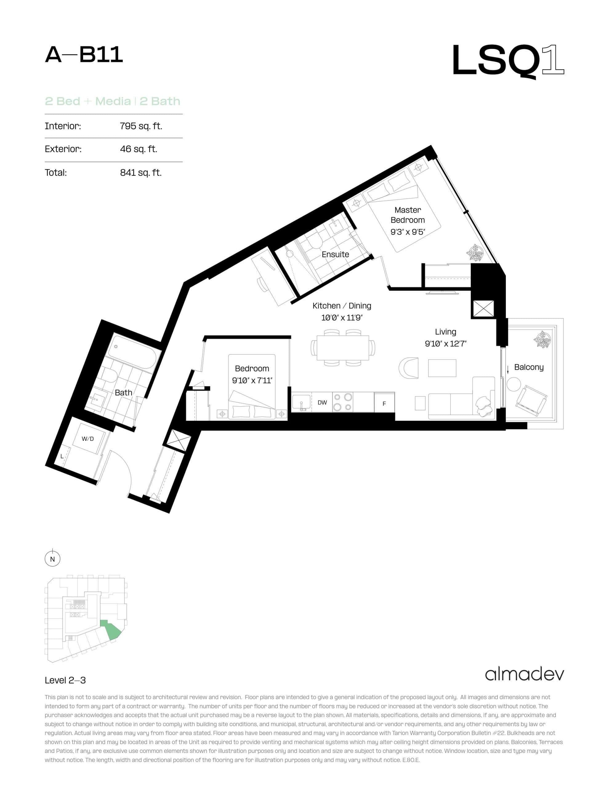A-B11 Floor Plan at LSQ1 Condos - 795 sq.ft