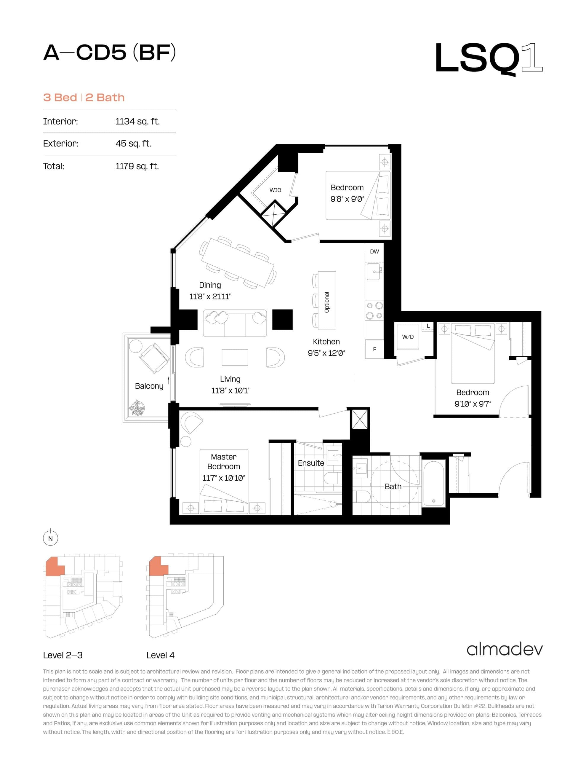 A-CD5 (BF) Floor Plan at LSQ1 Condos - 1134 sq.ft
