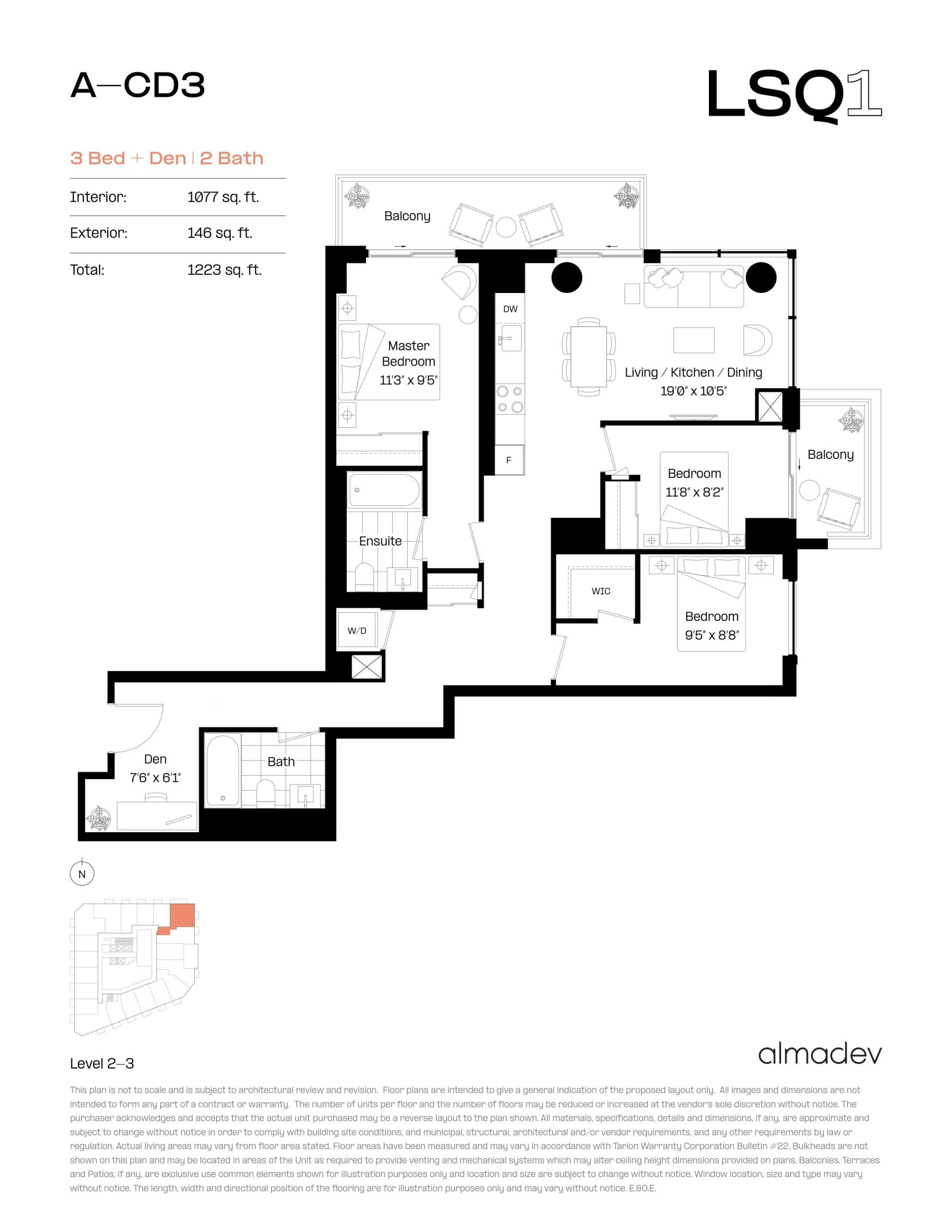 A-CD3 Floor Plan at LSQ1 Condos - 1077 sq.ft