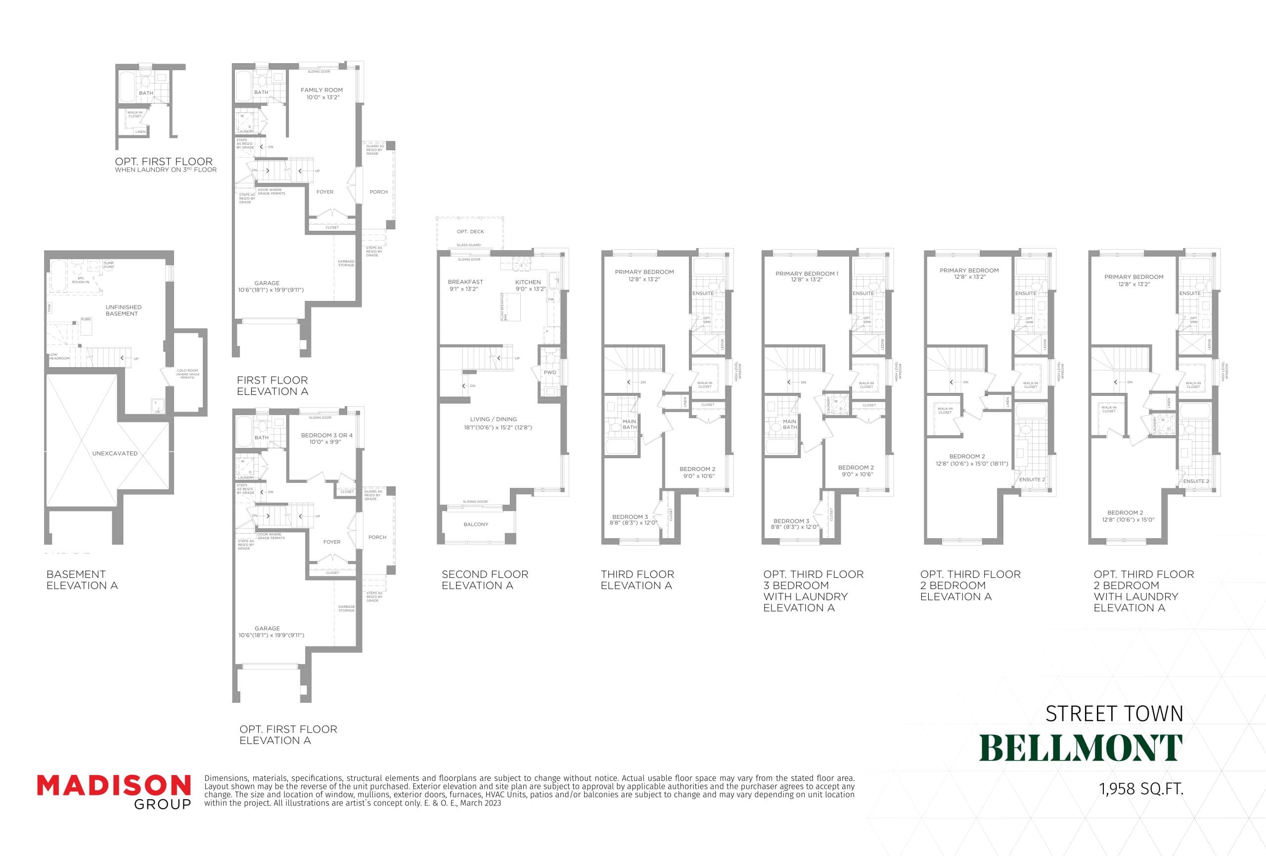 Bellmont Floor Plan at MILA by Madison Towns Phase 2 - 1958 sq.ft