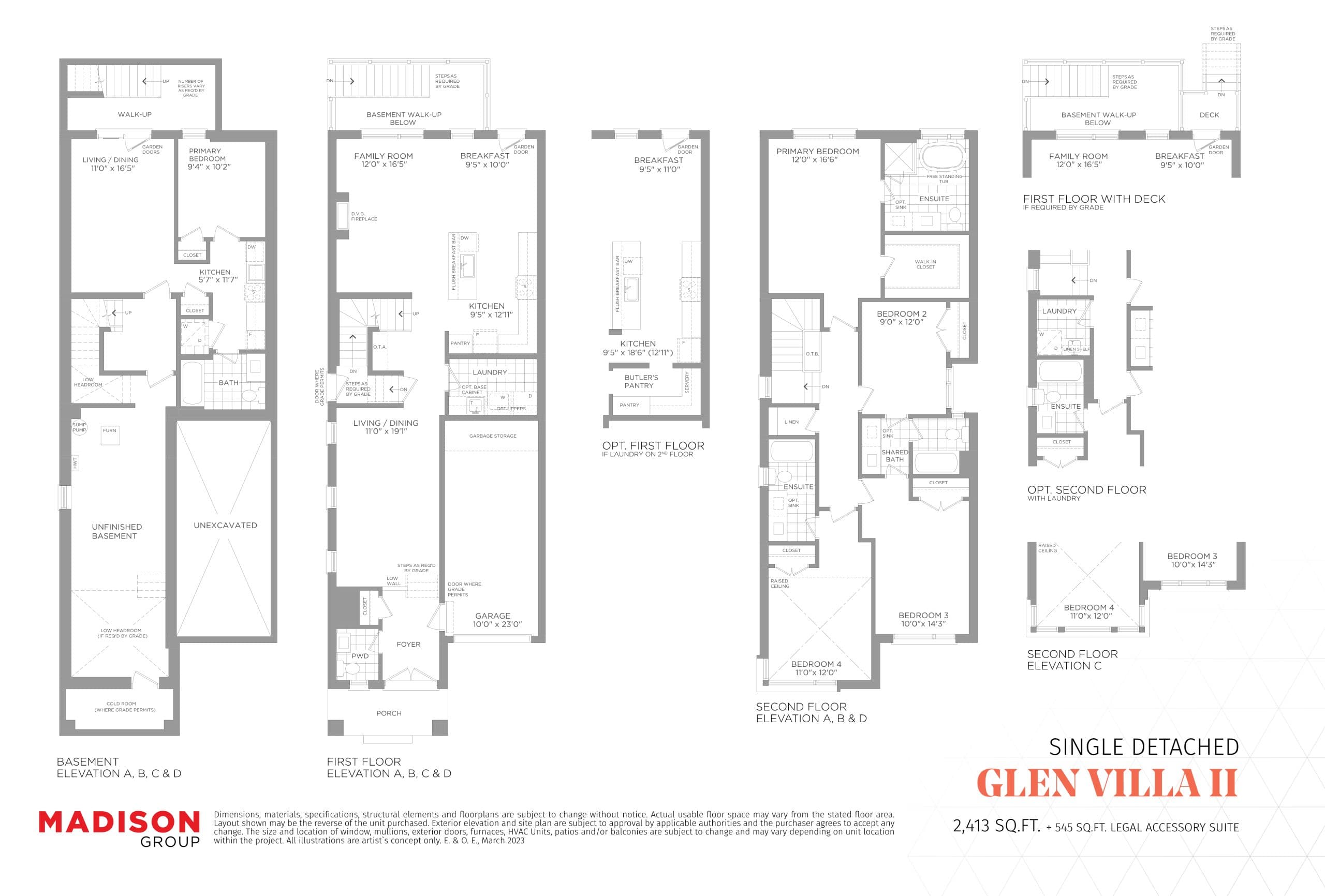 Glen Villa II Floor Plan at MILA by Madison Towns Phase 2 - 2413 sq.ft