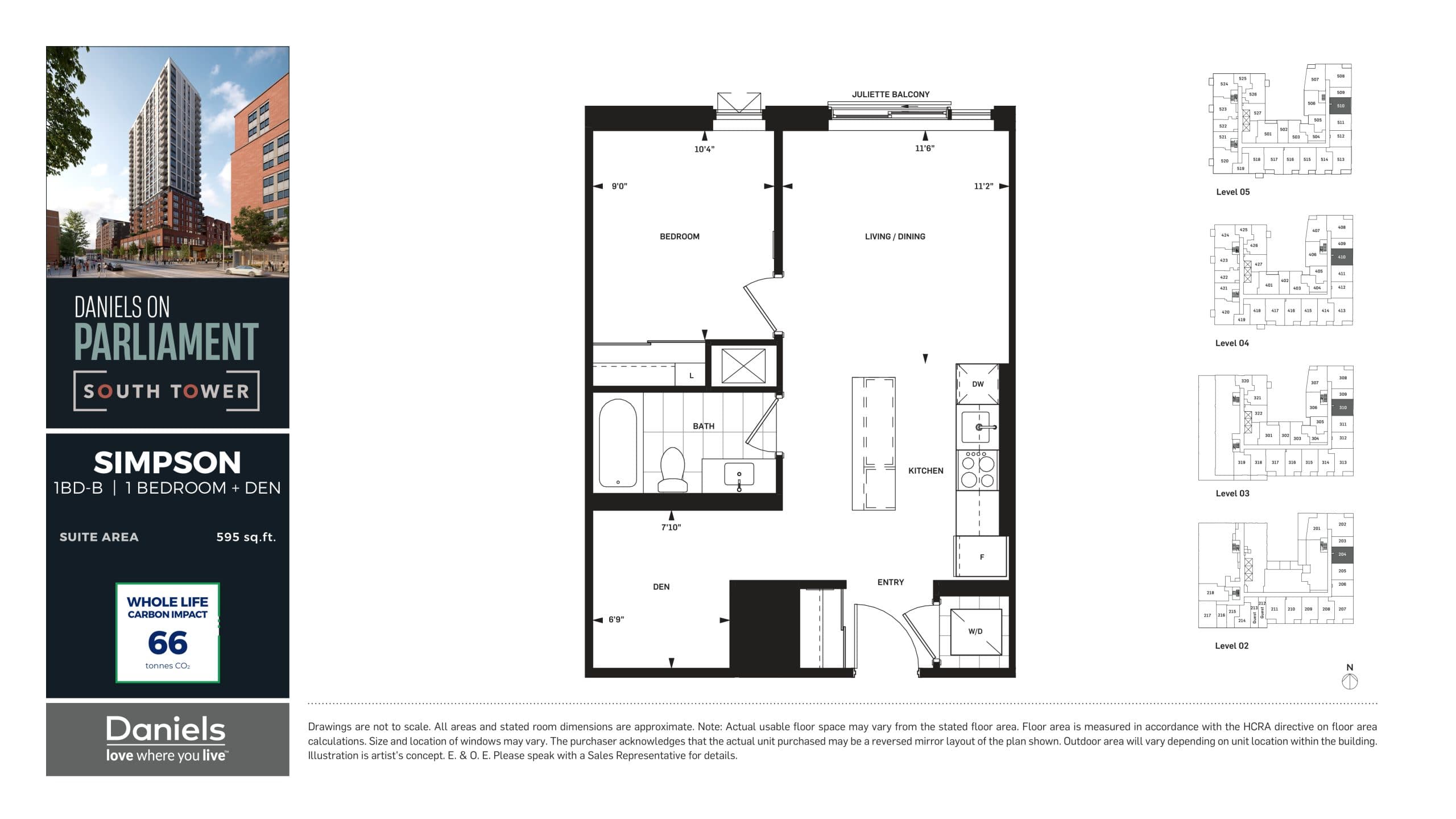 Simpson Floor Plan at Daniels on Parliament South Tower Condos - 595 sq.ft
