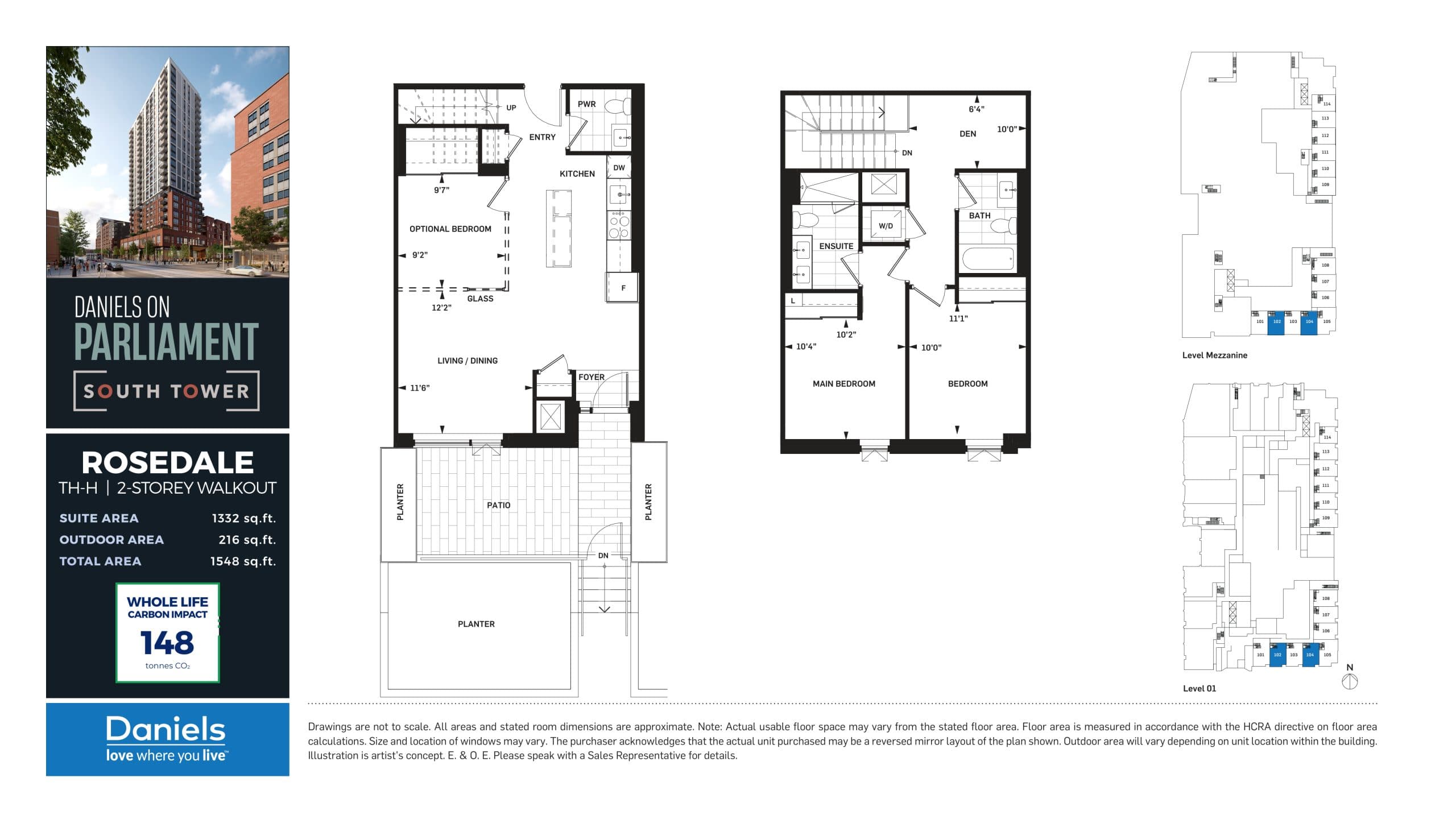 Rosedale Floor Plan at Daniels on Parliament South Tower Condos - 1332 sq.ft