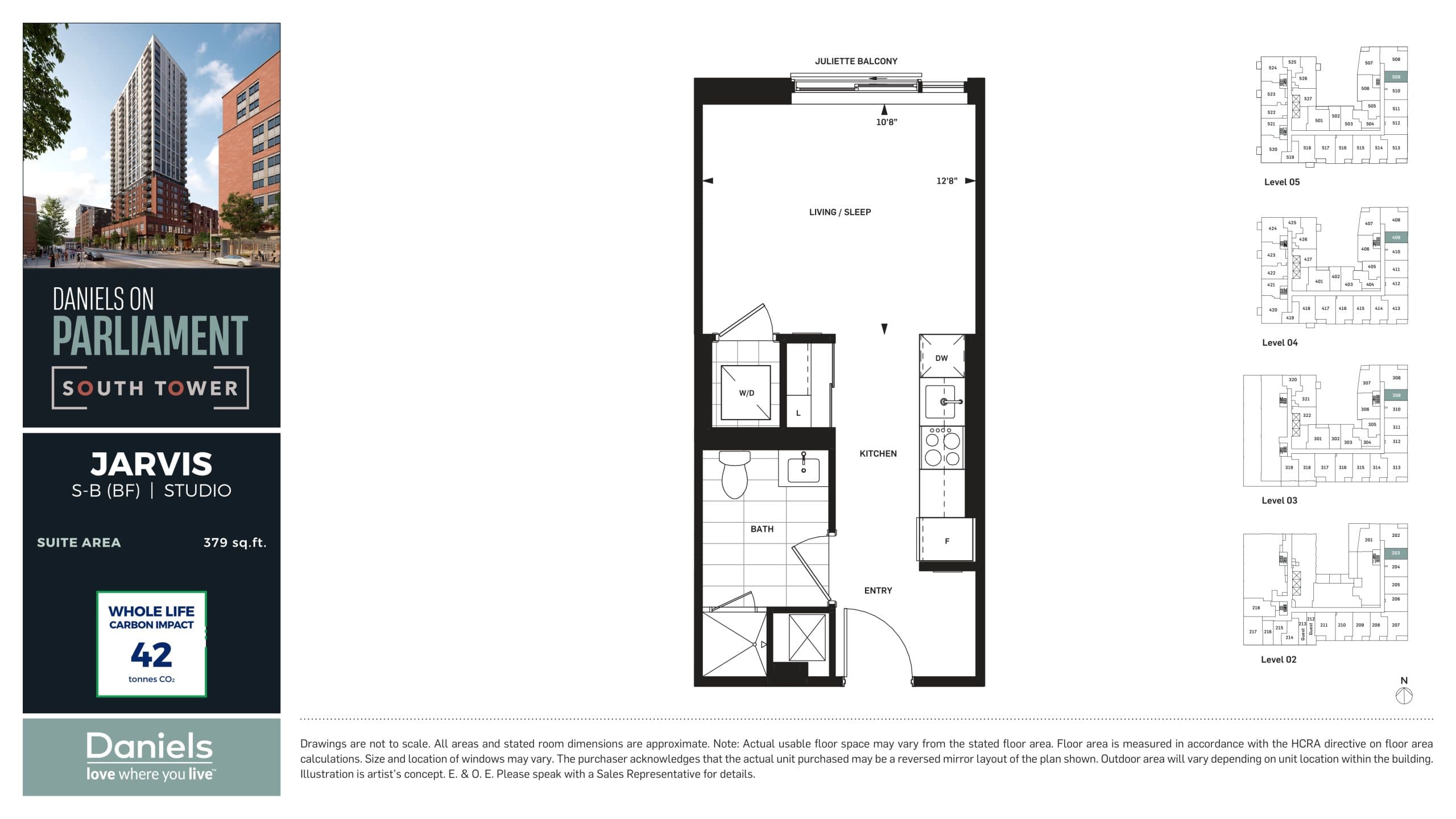 Jarvis Floor Plan at Daniels on Parliament South Tower Condos - 379 sq.ft