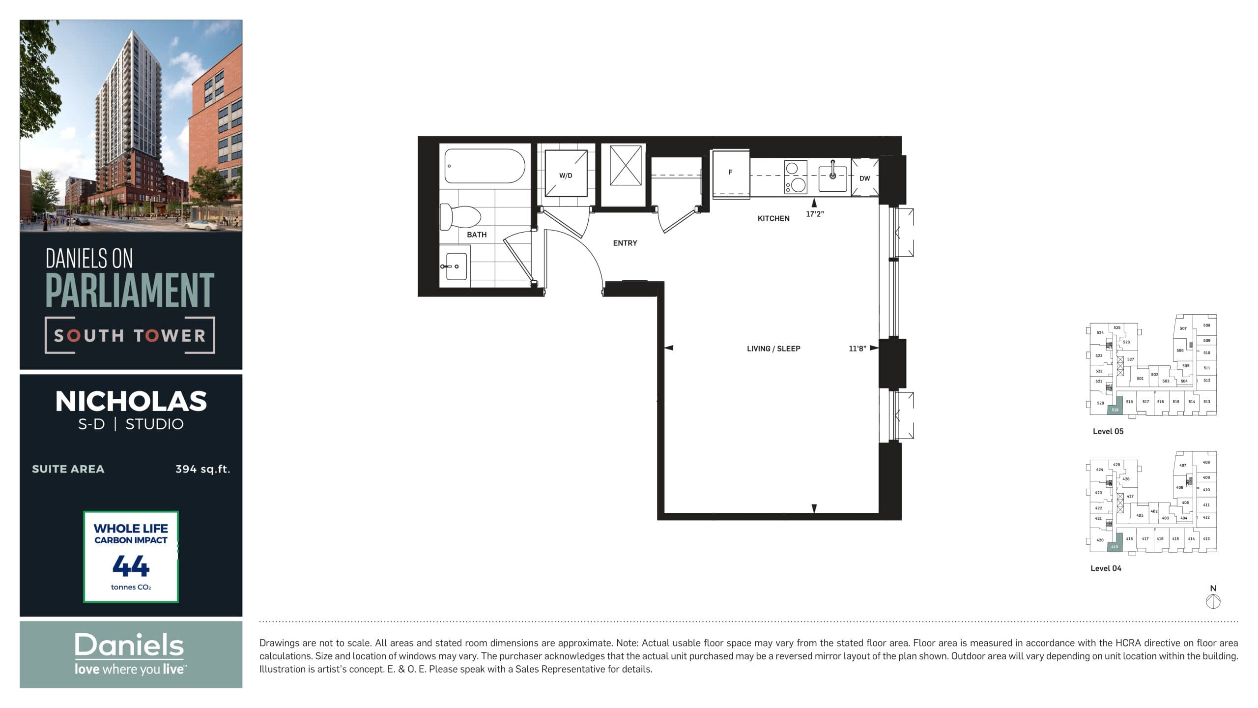 Nicholas Floor Plan at Daniels on Parliament South Tower Condos - 394 sq.ft