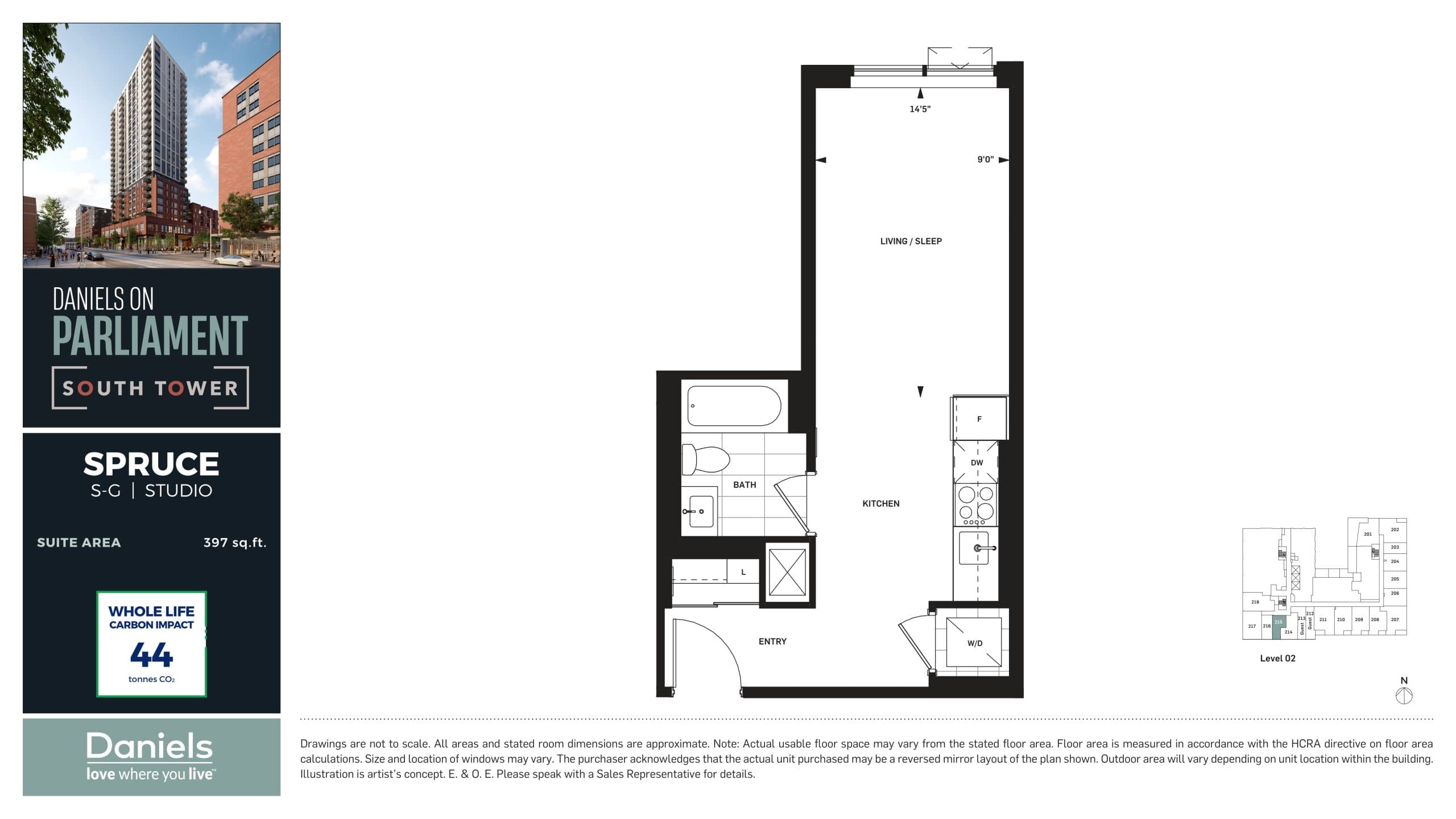 Spruce Floor Plan at Daniels on Parliament South Tower Condos - 397 sq.ft