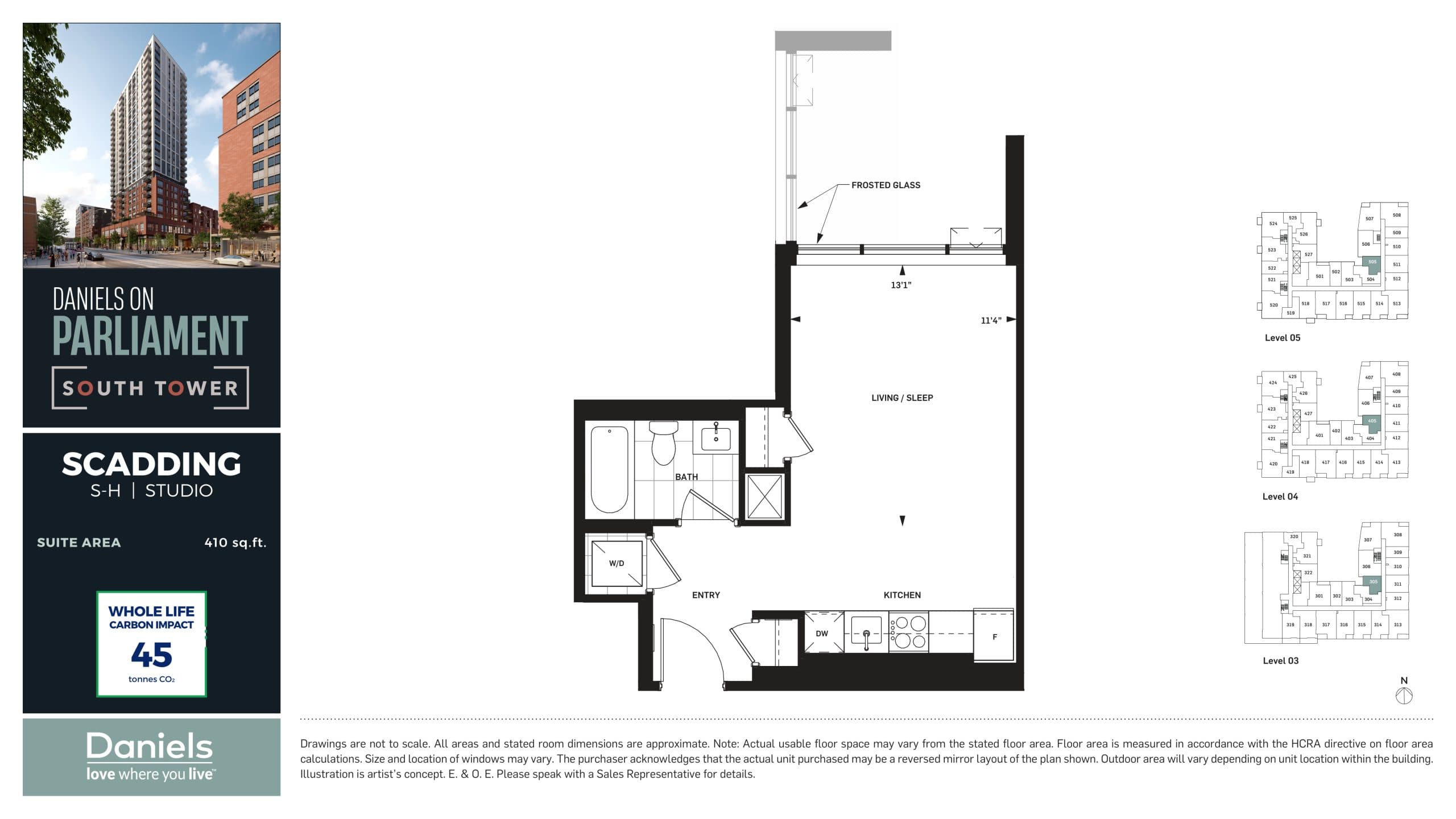 Scadding Floor Plan at Daniels on Parliament South Tower Condos - 410 sq.ft