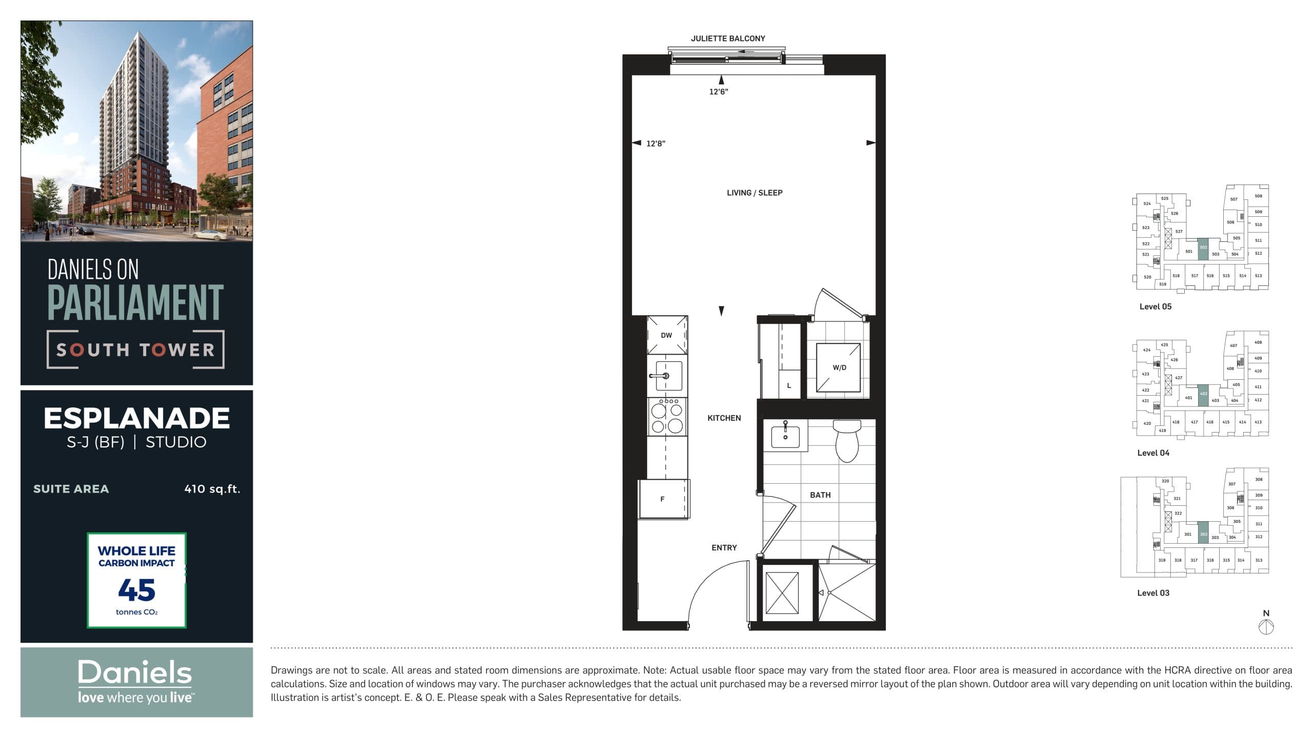 Esplanade Floor Plan at Daniels on Parliament South Tower Condos - 410 sq.ft