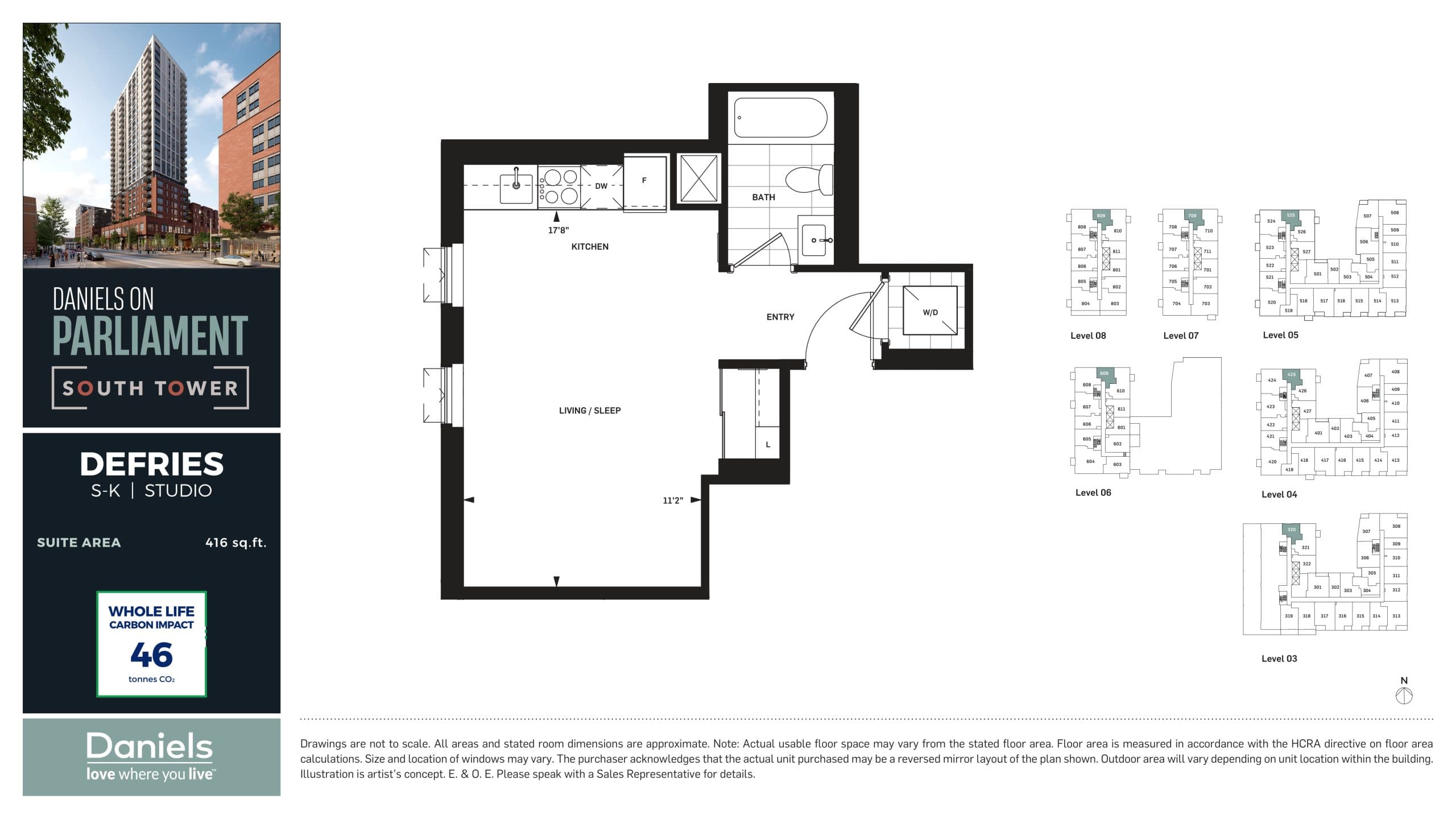 Defries Floor Plan at Daniels on Parliament South Tower Condos - 416 sq.ft