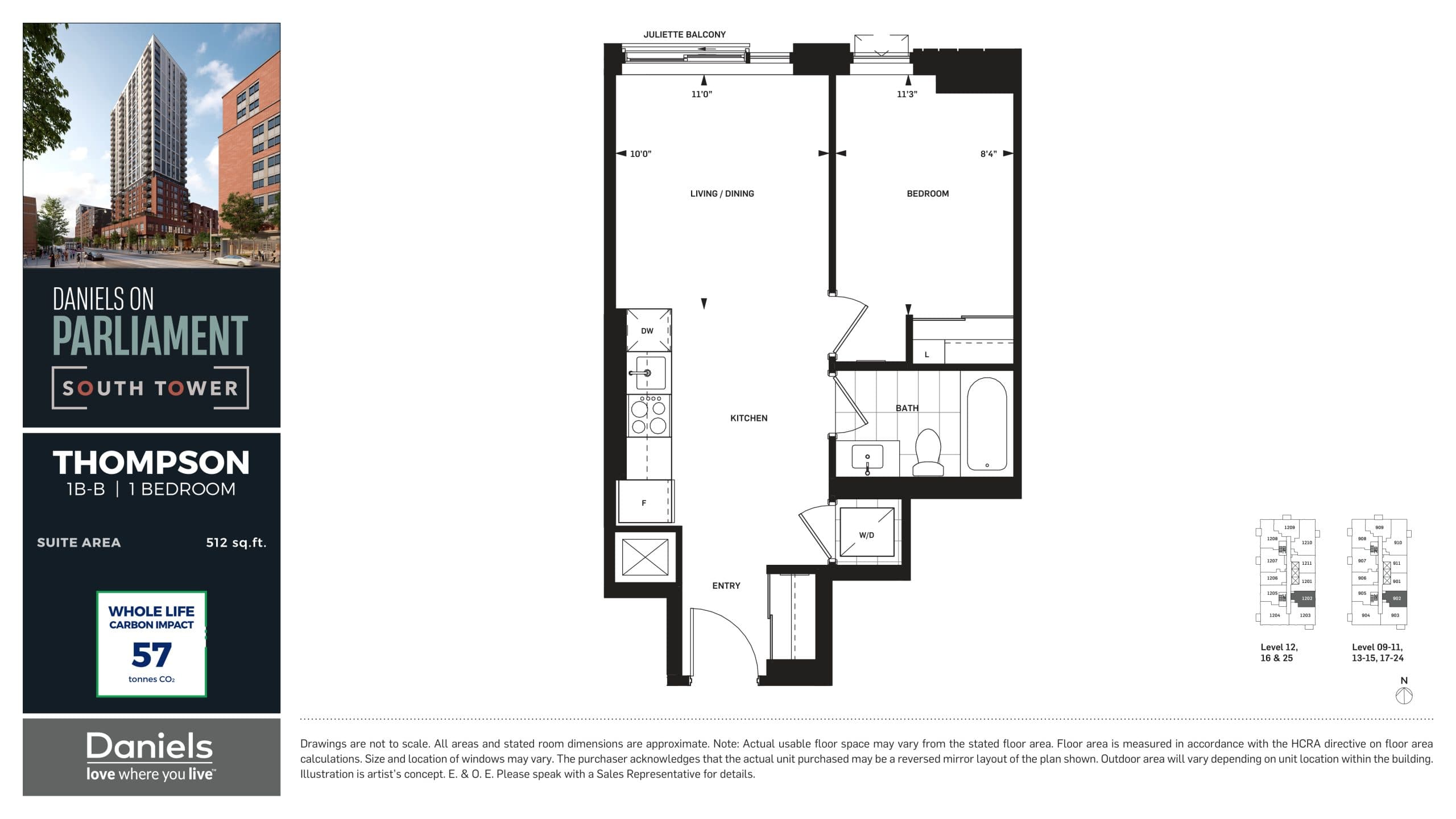 Thompson Floor Plan at Daniels on Parliament South Tower Condos - 512 sq.ft