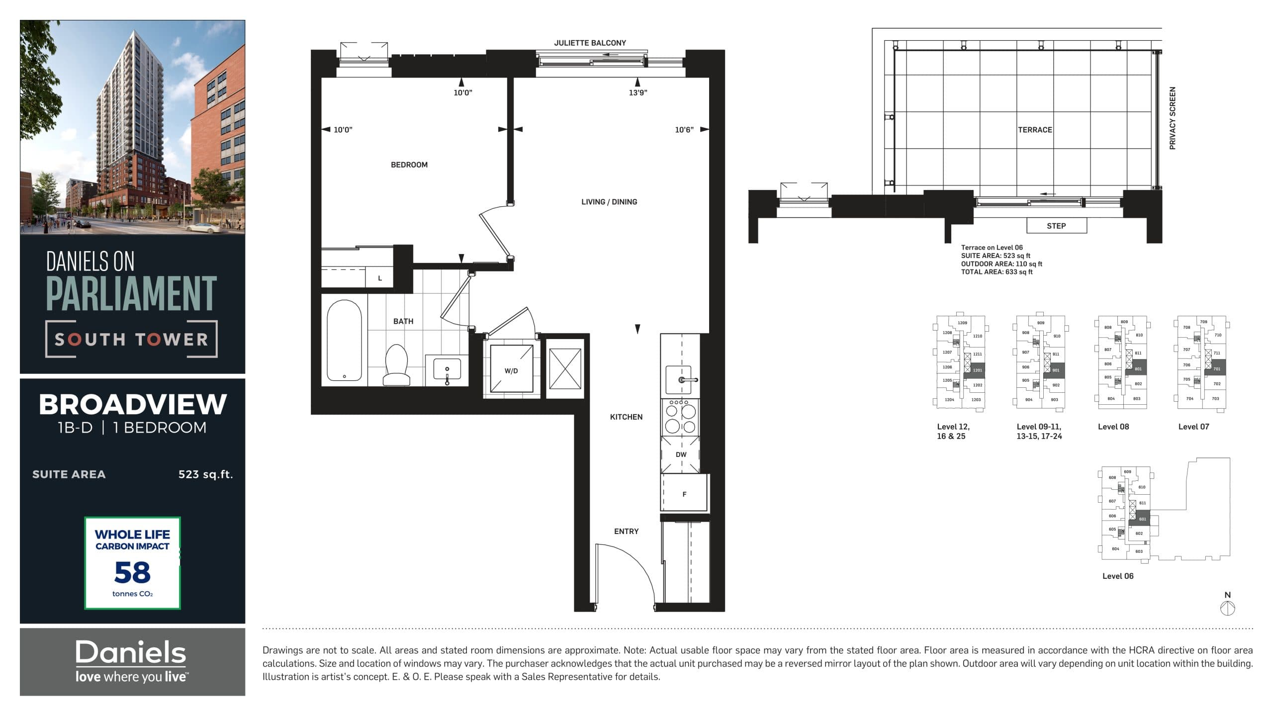 Broadview Floor Plan at Daniels on Parliament South Tower Condos - 523 sq.ft