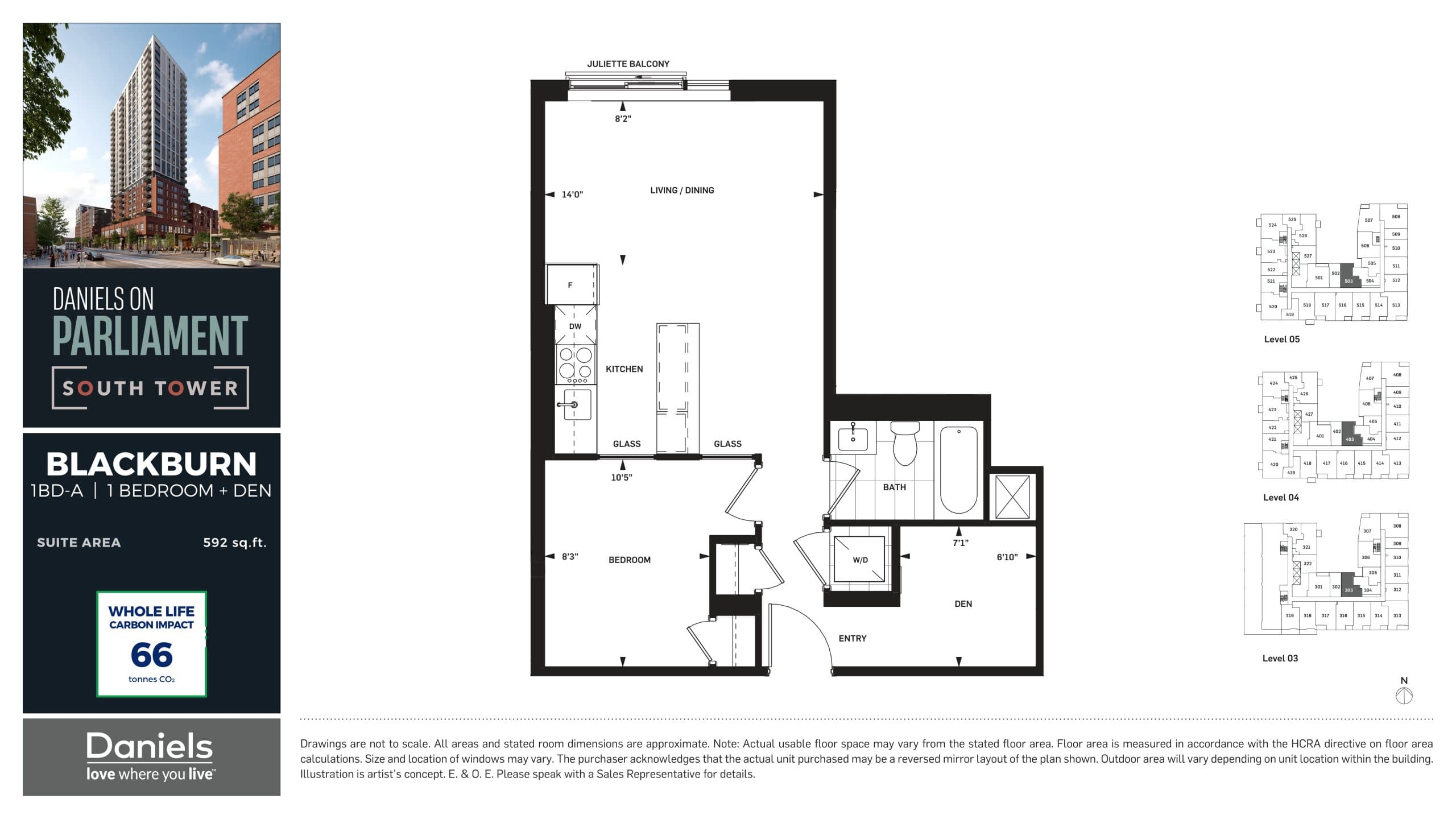 Blackburn Floor Plan at Daniels on Parliament South Tower Condos - 592 sq.ft