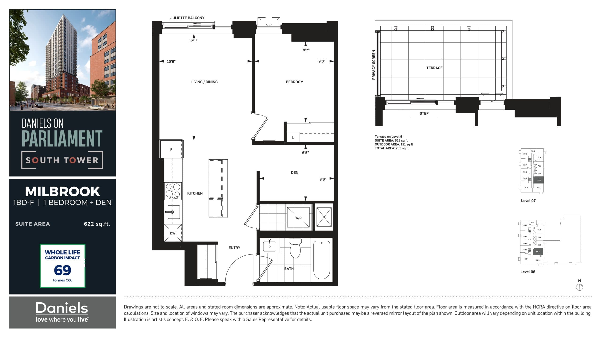 Milbrook Floor Plan at Daniels on Parliament South Tower Condos - 622 sq.ft