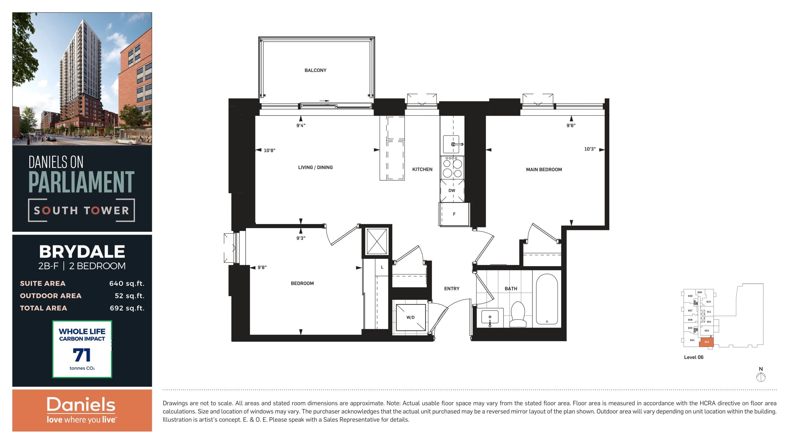 Brydale Floor Plan at Daniels on Parliament South Tower Condos - 640 sq.ft