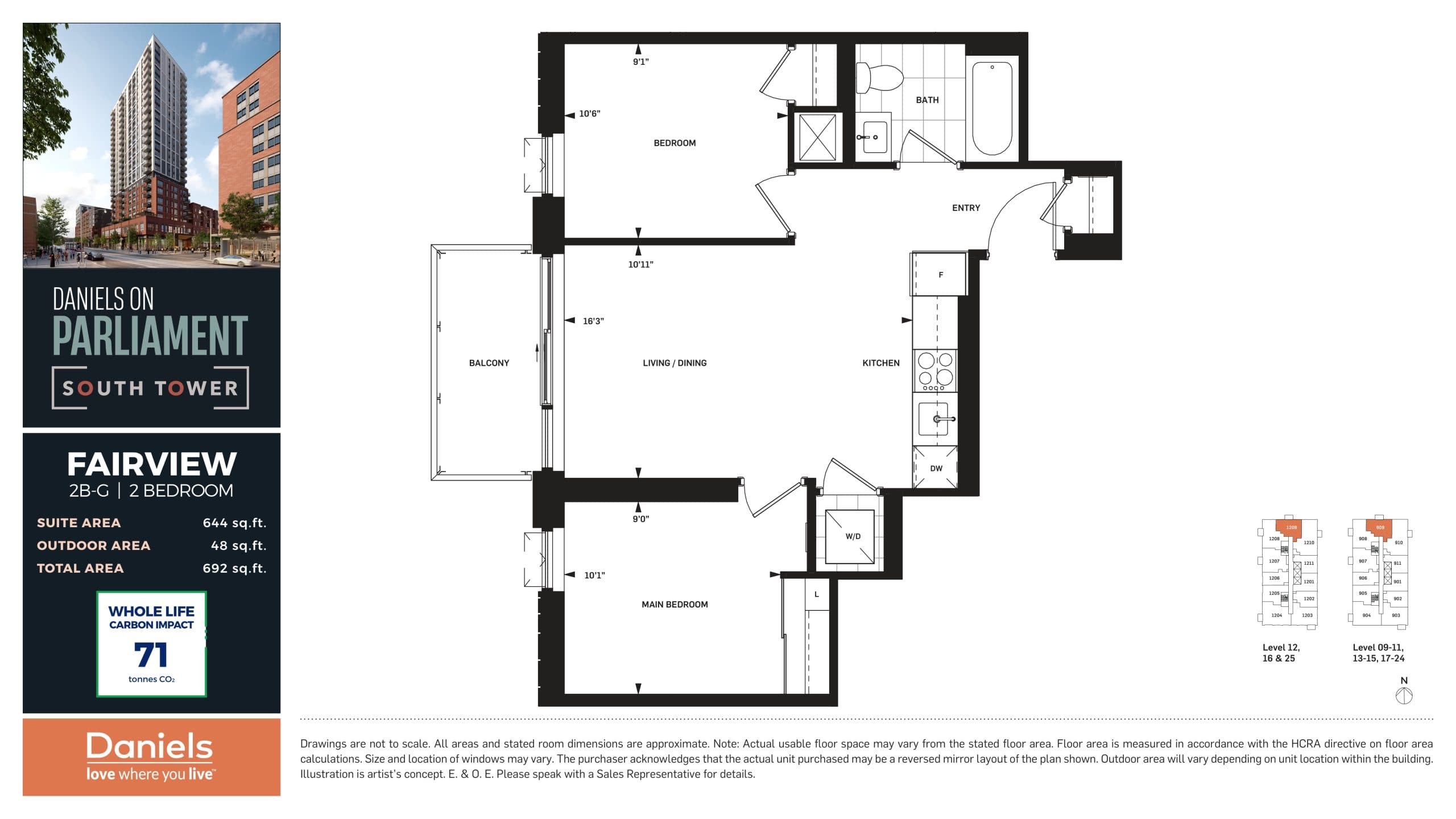 Fairview Floor Plan at Daniels on Parliament South Tower Condos - 644 sq.ft