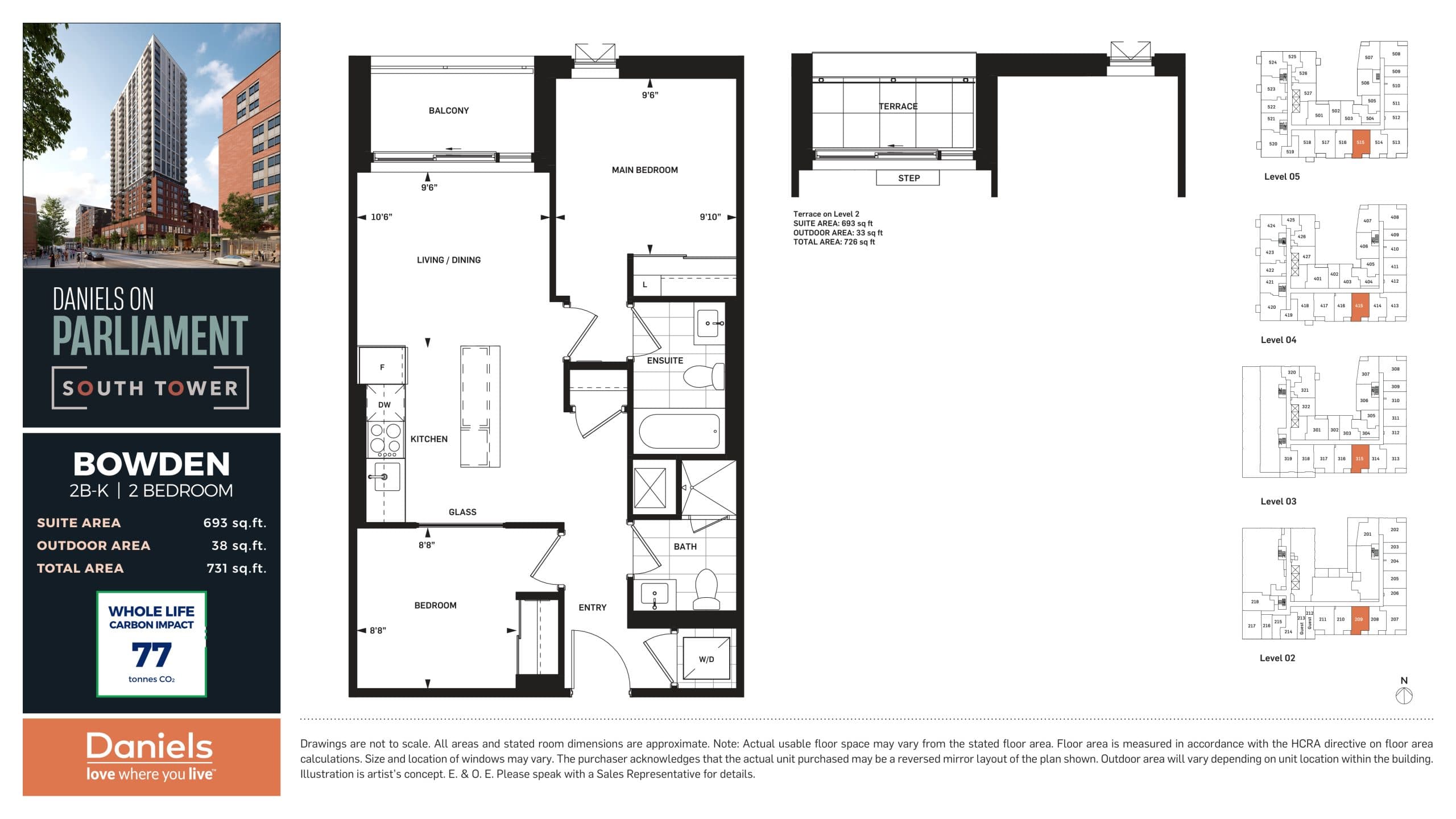 Bowden Floor Plan at Daniels on Parliament South Tower Condos - 693 sq.ft