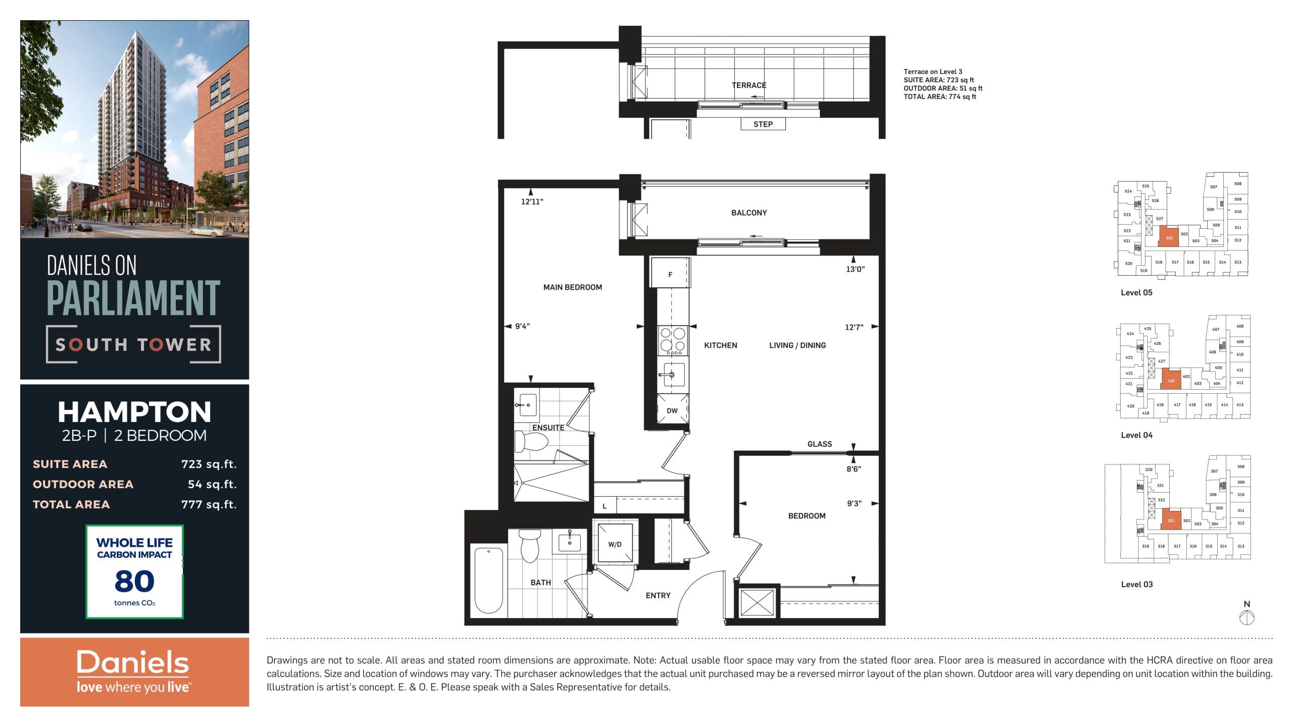Hampton Floor Plan at Daniels on Parliament South Tower Condos - 723 sq.ft