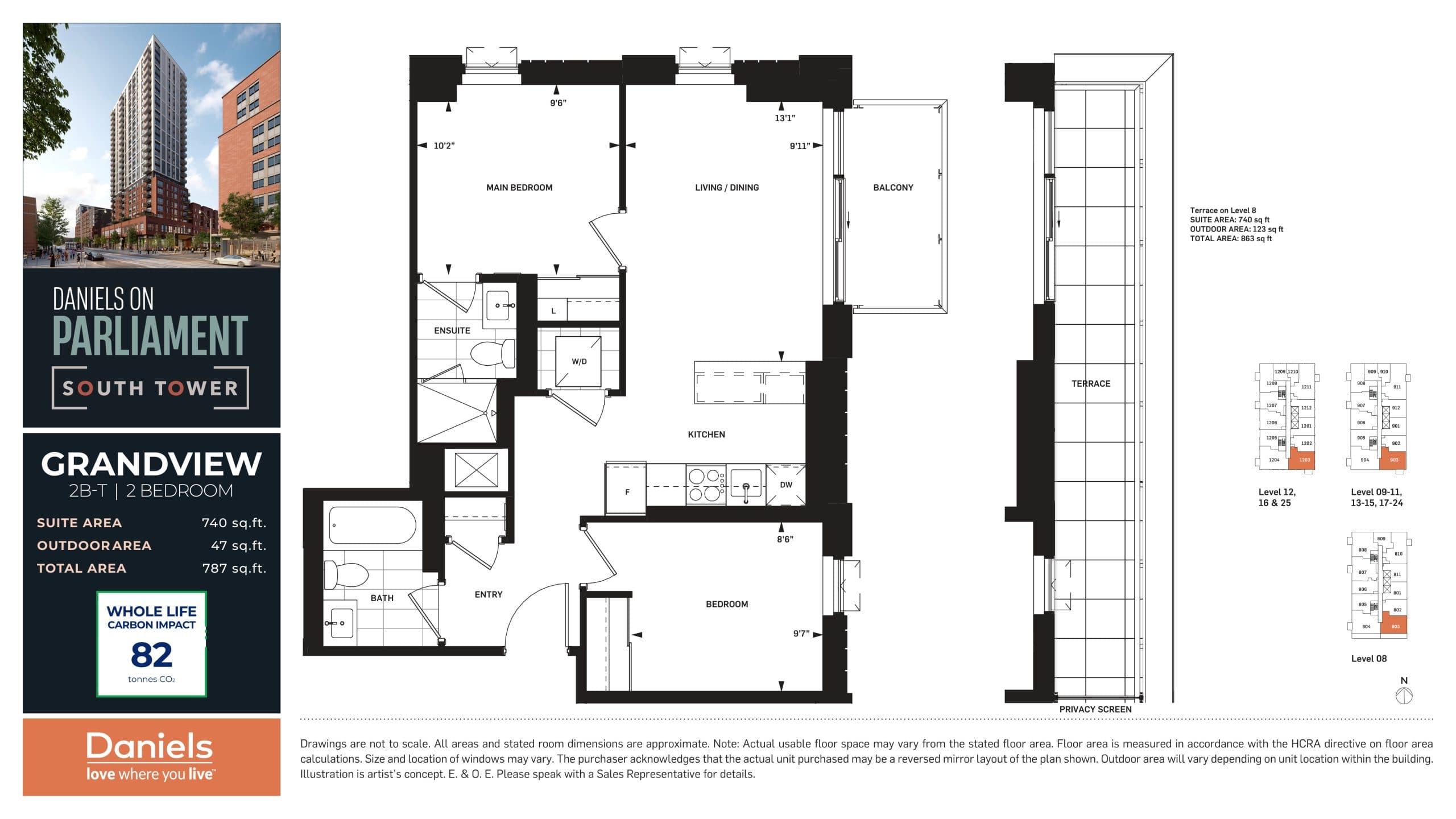 Grandview Floor Plan at Daniels on Parliament South Tower Condos - 740 sq.ft