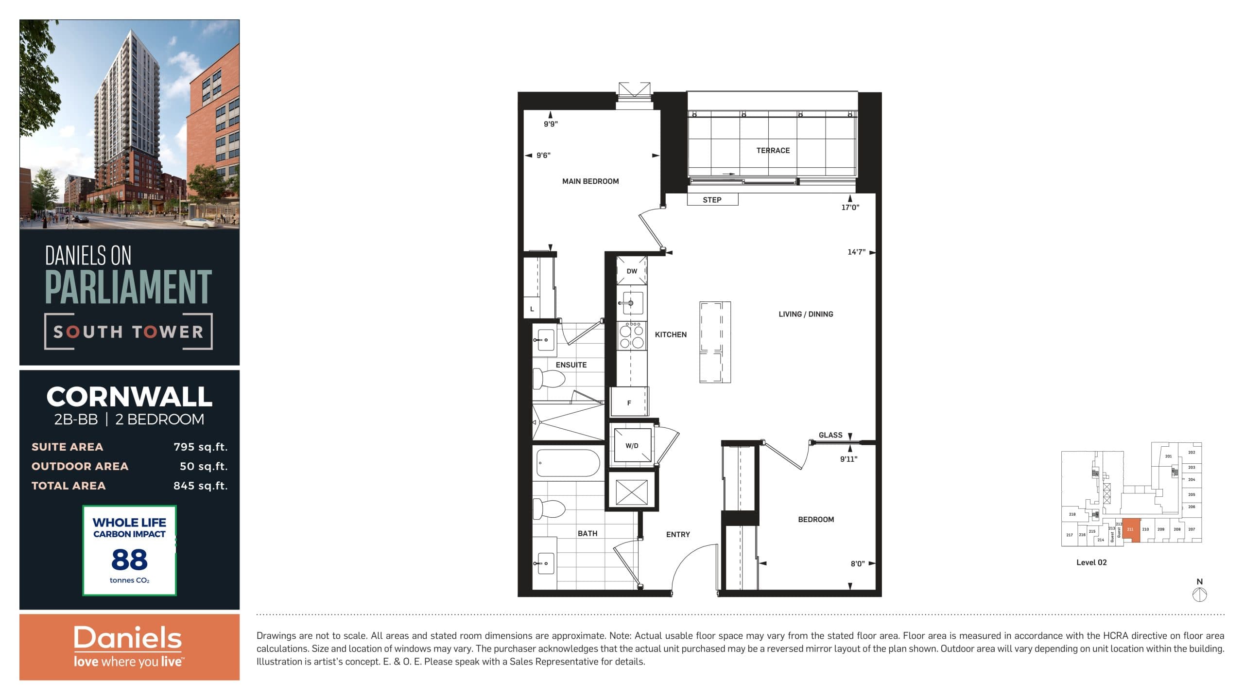 Cornwall Floor Plan at Daniels on Parliament South Tower Condos - 795 sq.ft