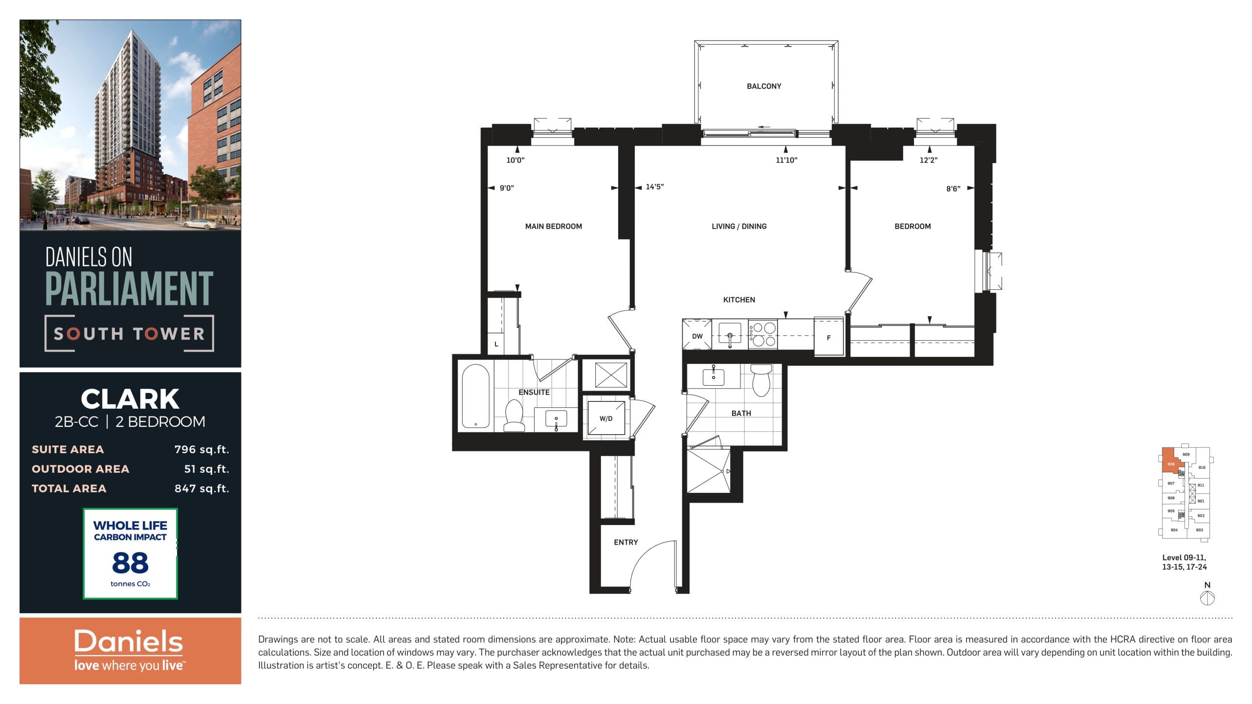 Clark Floor Plan at Daniels on Parliament South Tower Condos - 796 sq.ft