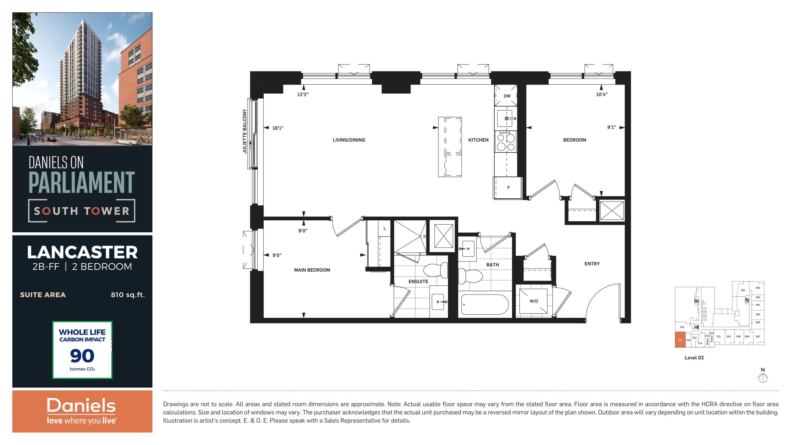 Lancaster Floor Plan at Daniels on Parliament South Tower Condos - 810 sq.ft