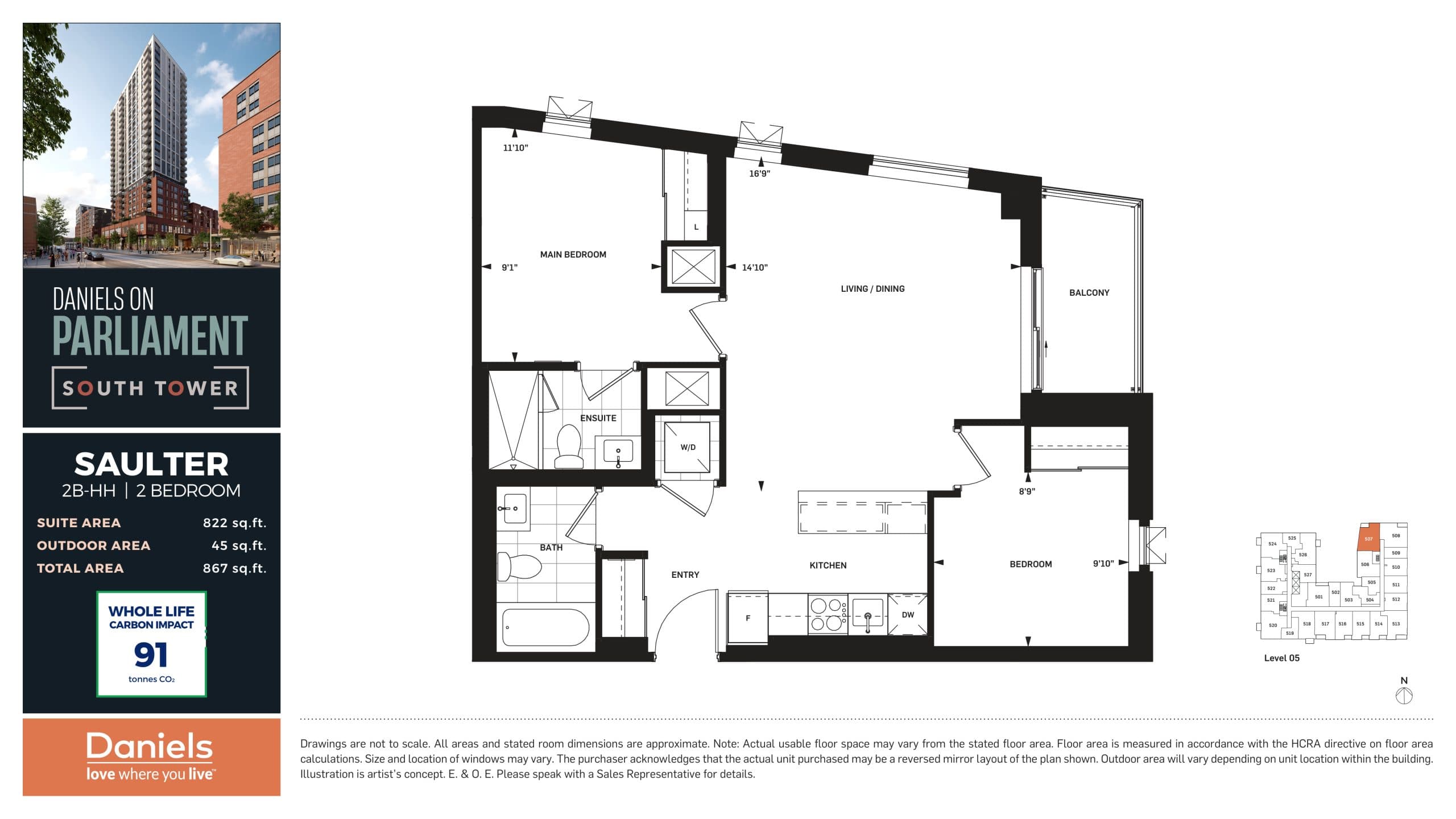 Saulter Floor Plan at Daniels on Parliament South Tower Condos - 822 sq.ft