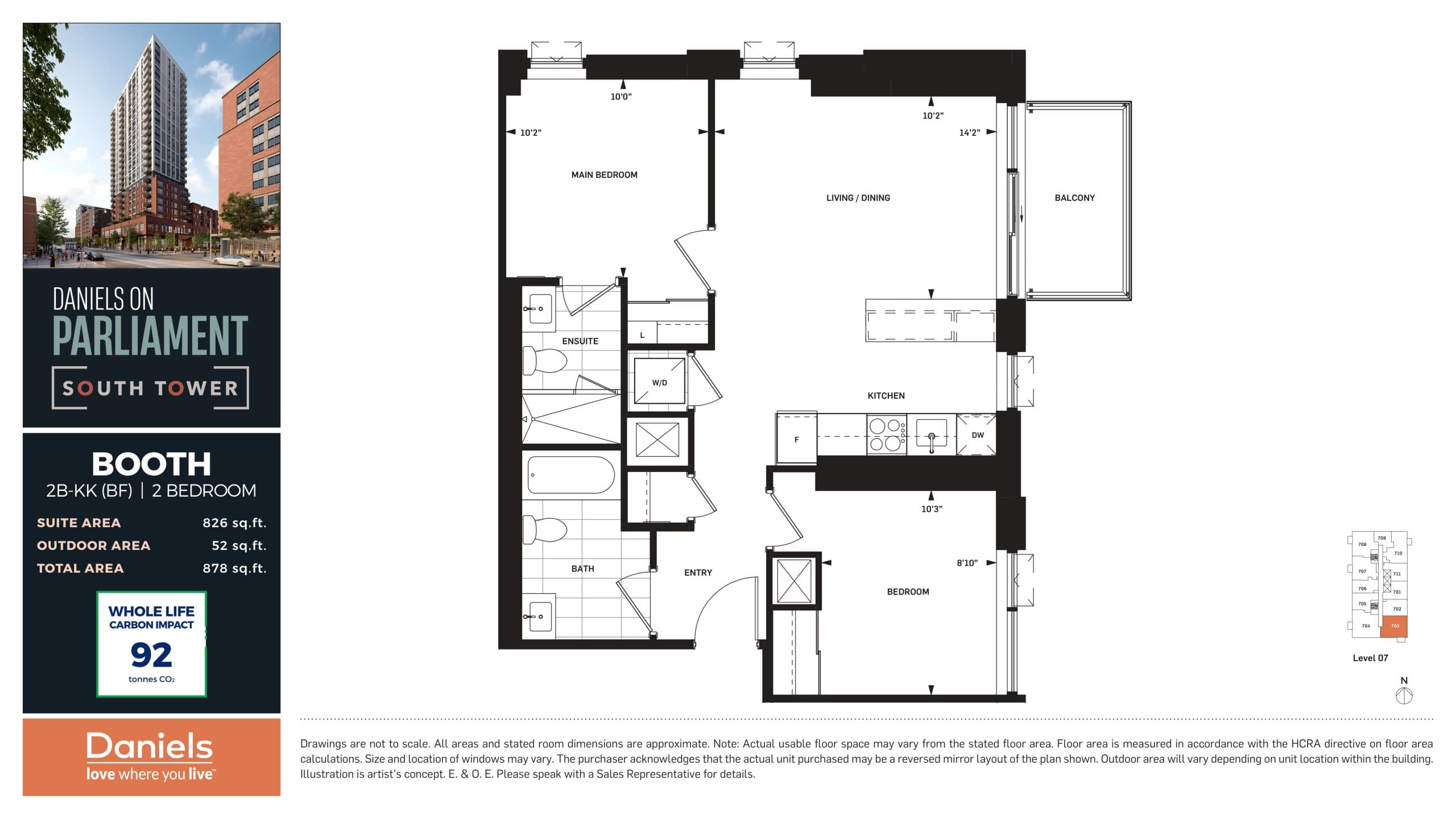 Booth Floor Plan at Daniels on Parliament South Tower Condos - 826 sq.ft