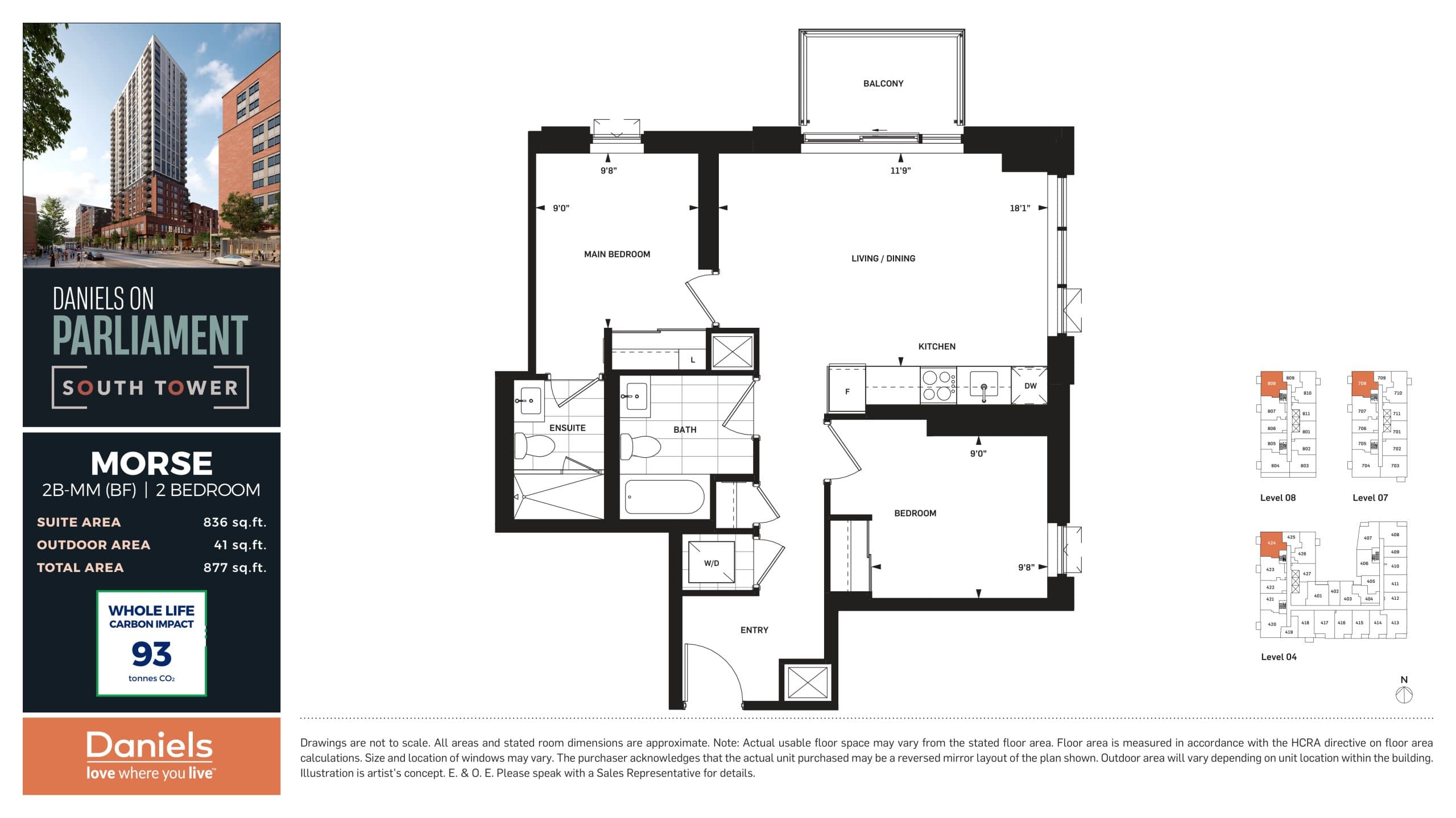 Morse Floor Plan at Daniels on Parliament South Tower Condos - 836 sq.ft