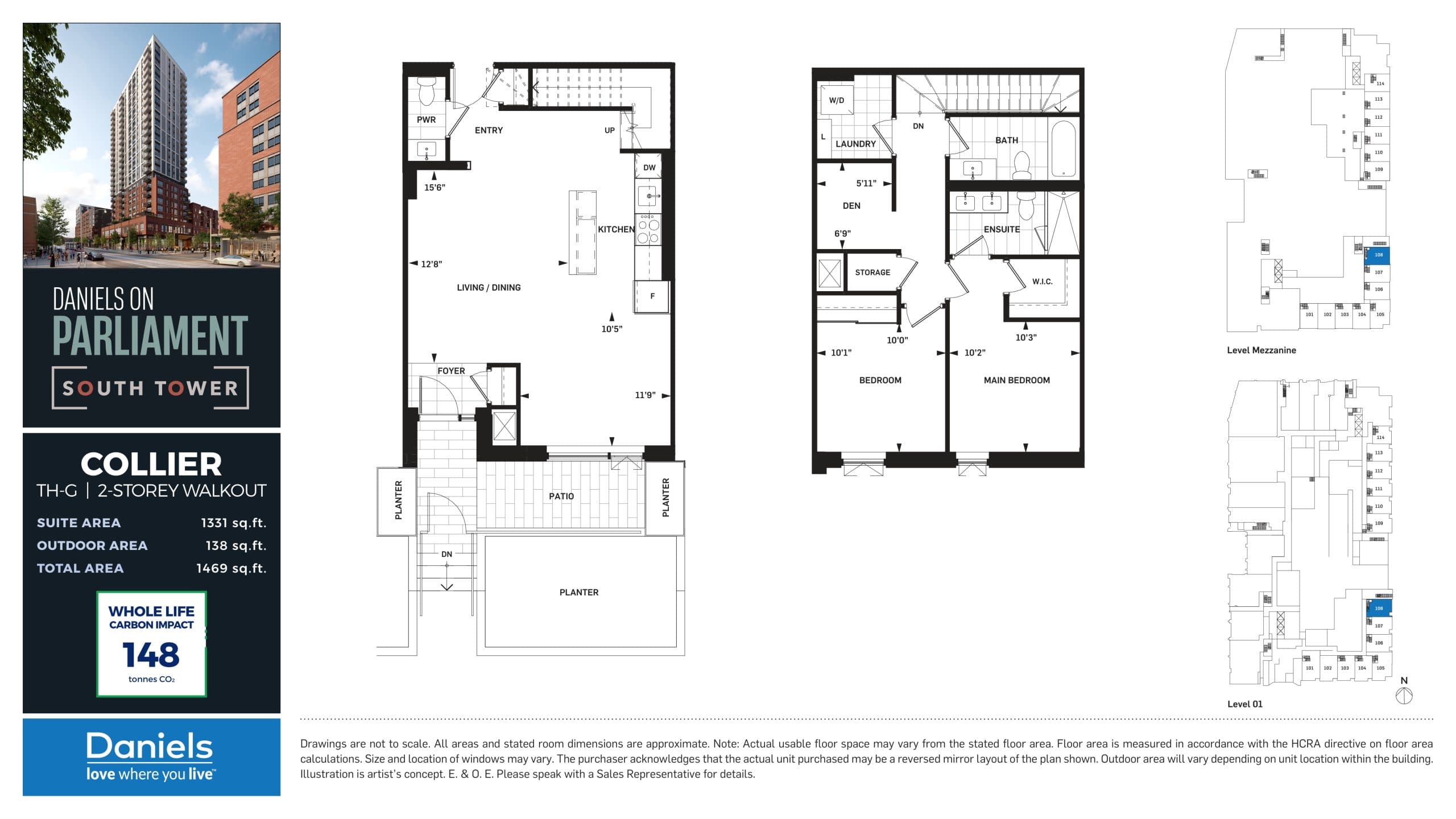 Collier Floor Plan at Daniels on Parliament South Tower Condos - 1331 sq.ft