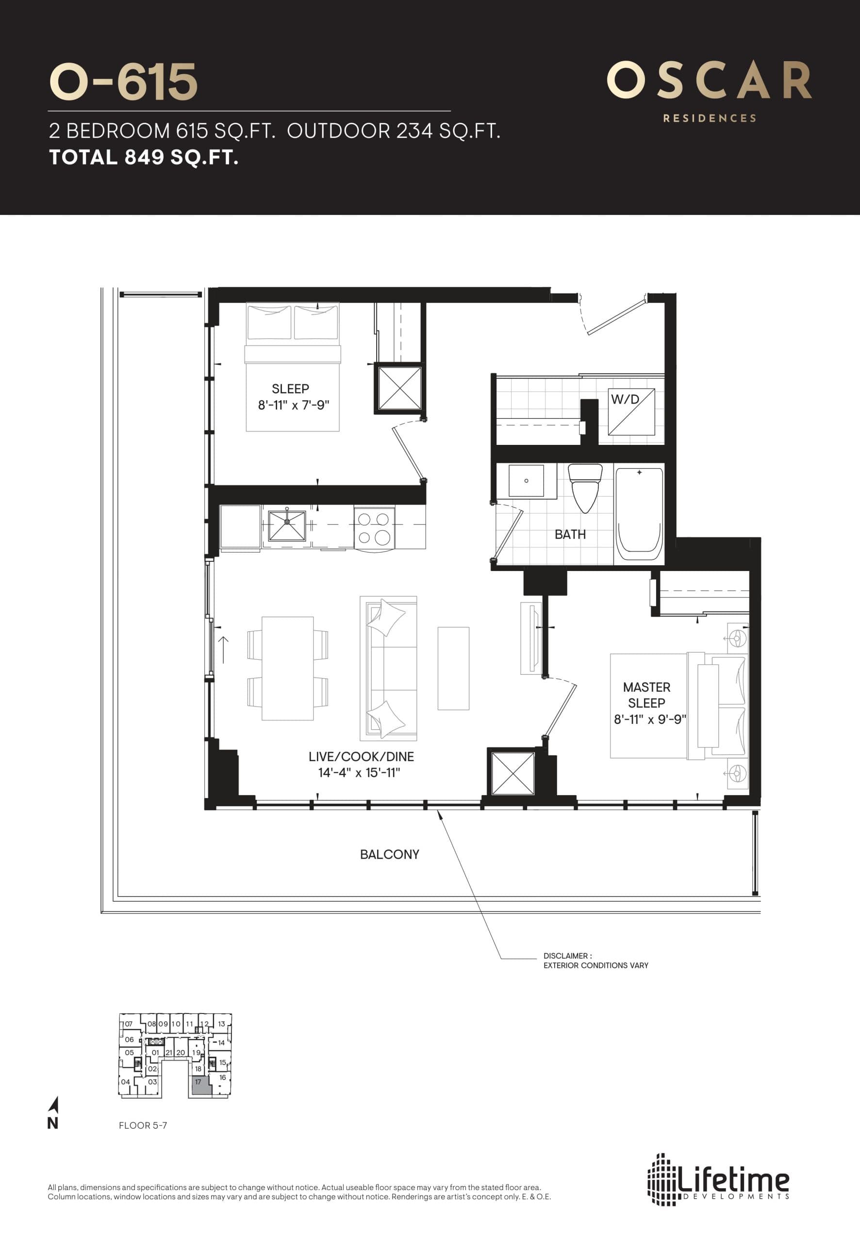O-615 Floor Plan at Oscar Residences - 615 sq.ft