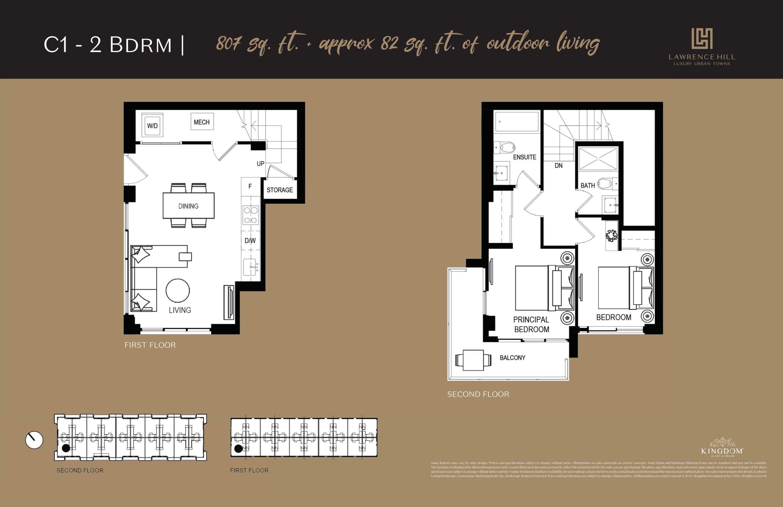 C1 Floor Plan at Lawrence Hill Urban Towns - 807 sq.ft