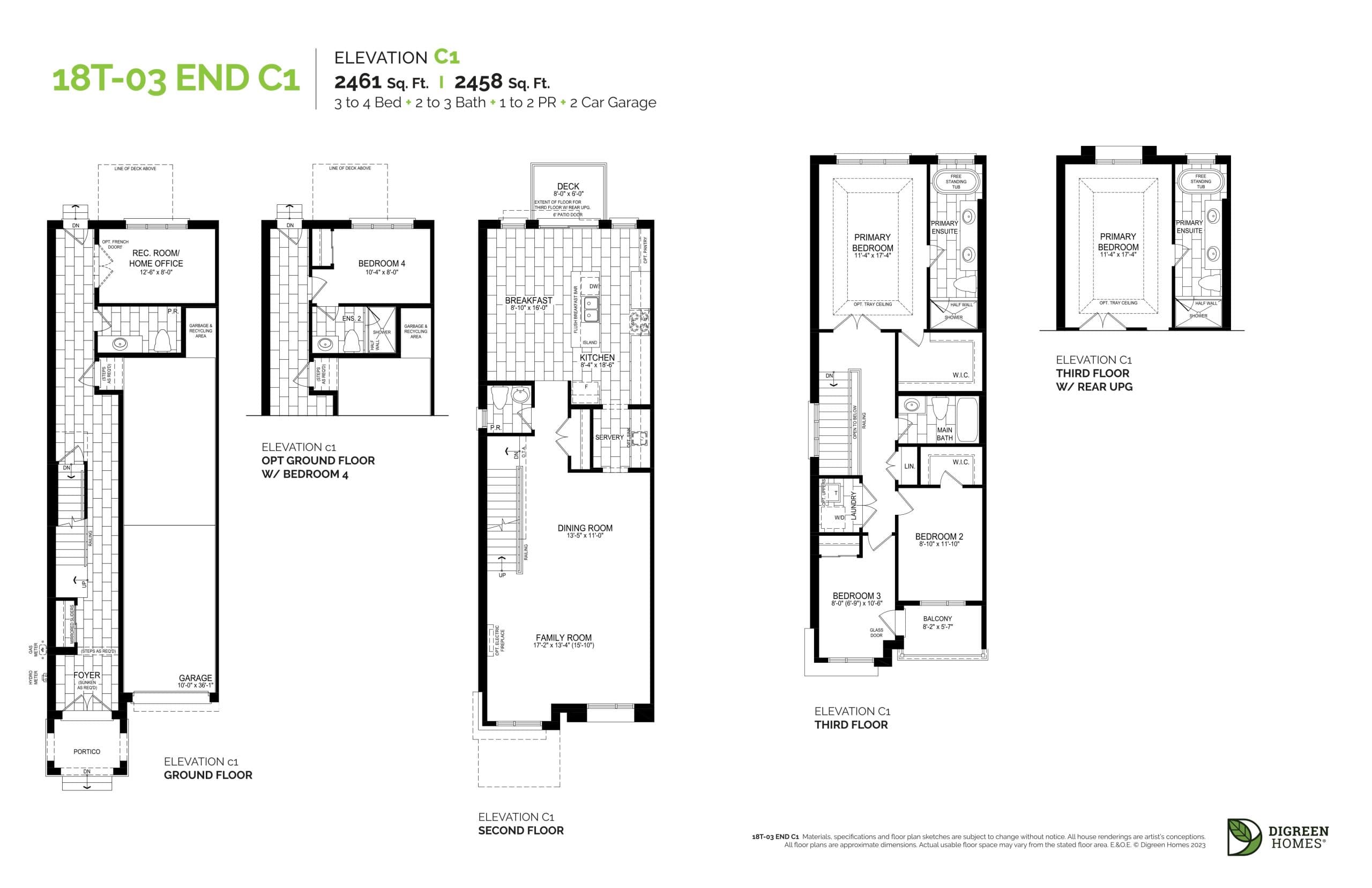 18T-03 End C1 (1 of 3) Floor Plan at NAVA Oakville Towns Phase 2 - 2461 sq.ft