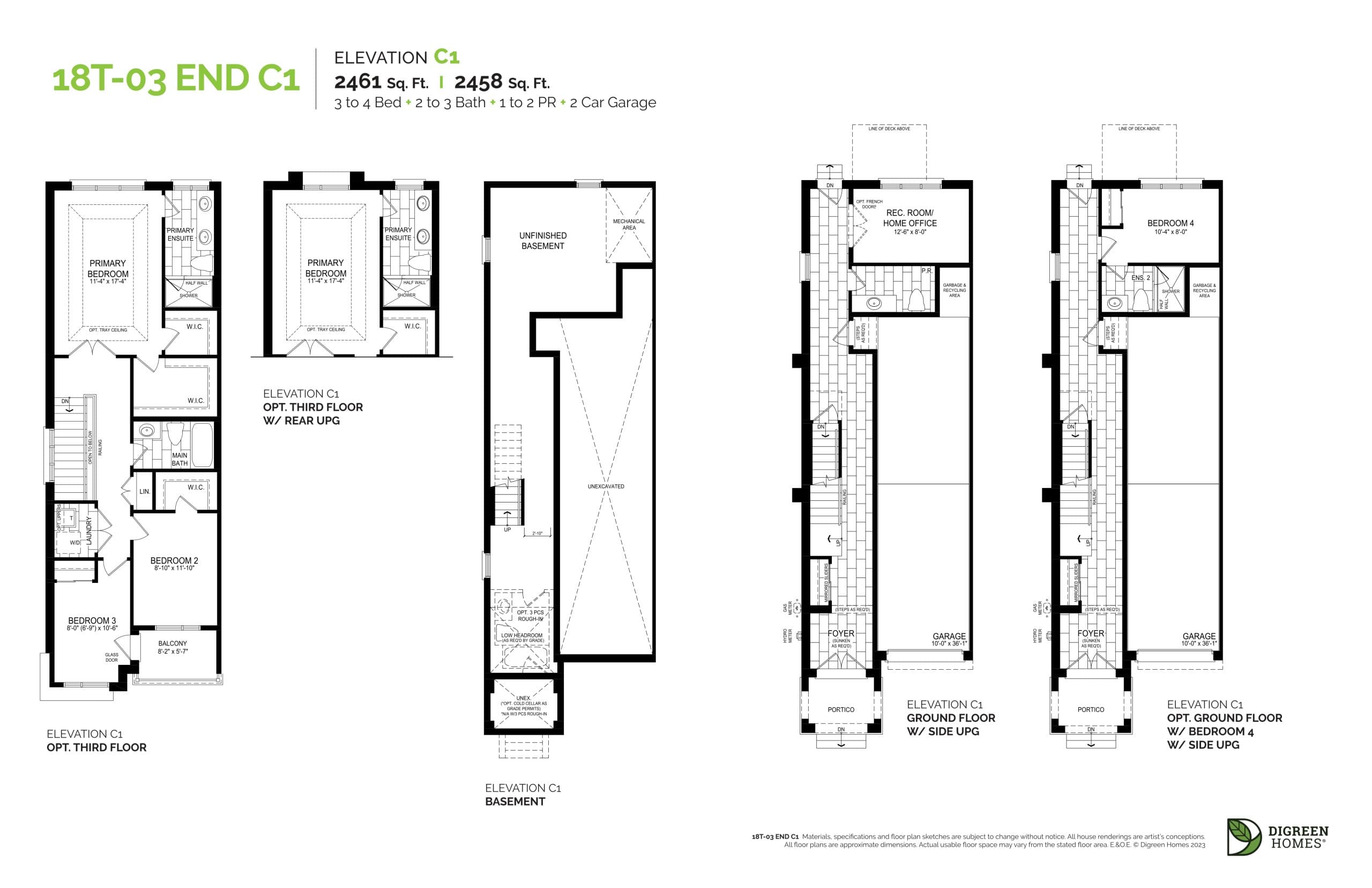 18T-03 End C1 (2 of 3) Floor Plan at NAVA Oakville Towns Phase 2 - 2461 sq.ft