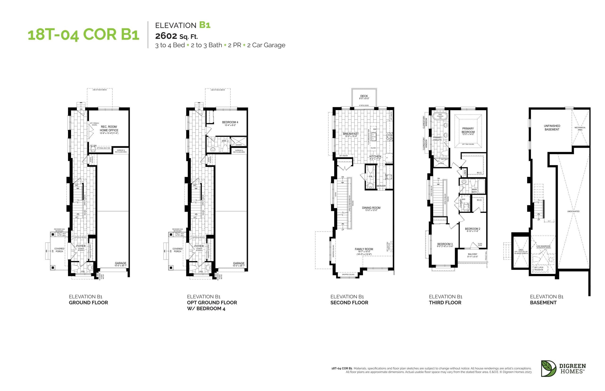 18T-04 Cor B1 Floor Plan at NAVA Oakville Towns Phase 2 - 2602 sq.ft
