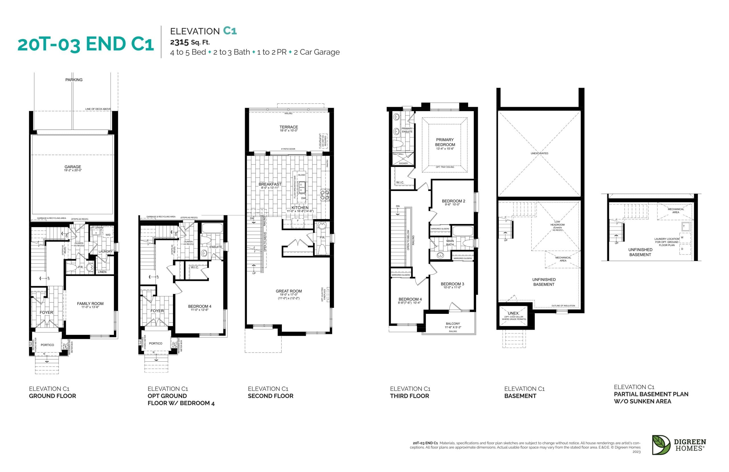 20T-03 End C1 Floor Plan at NAVA Oakville Towns Phase 2 - 2315 sq.ft