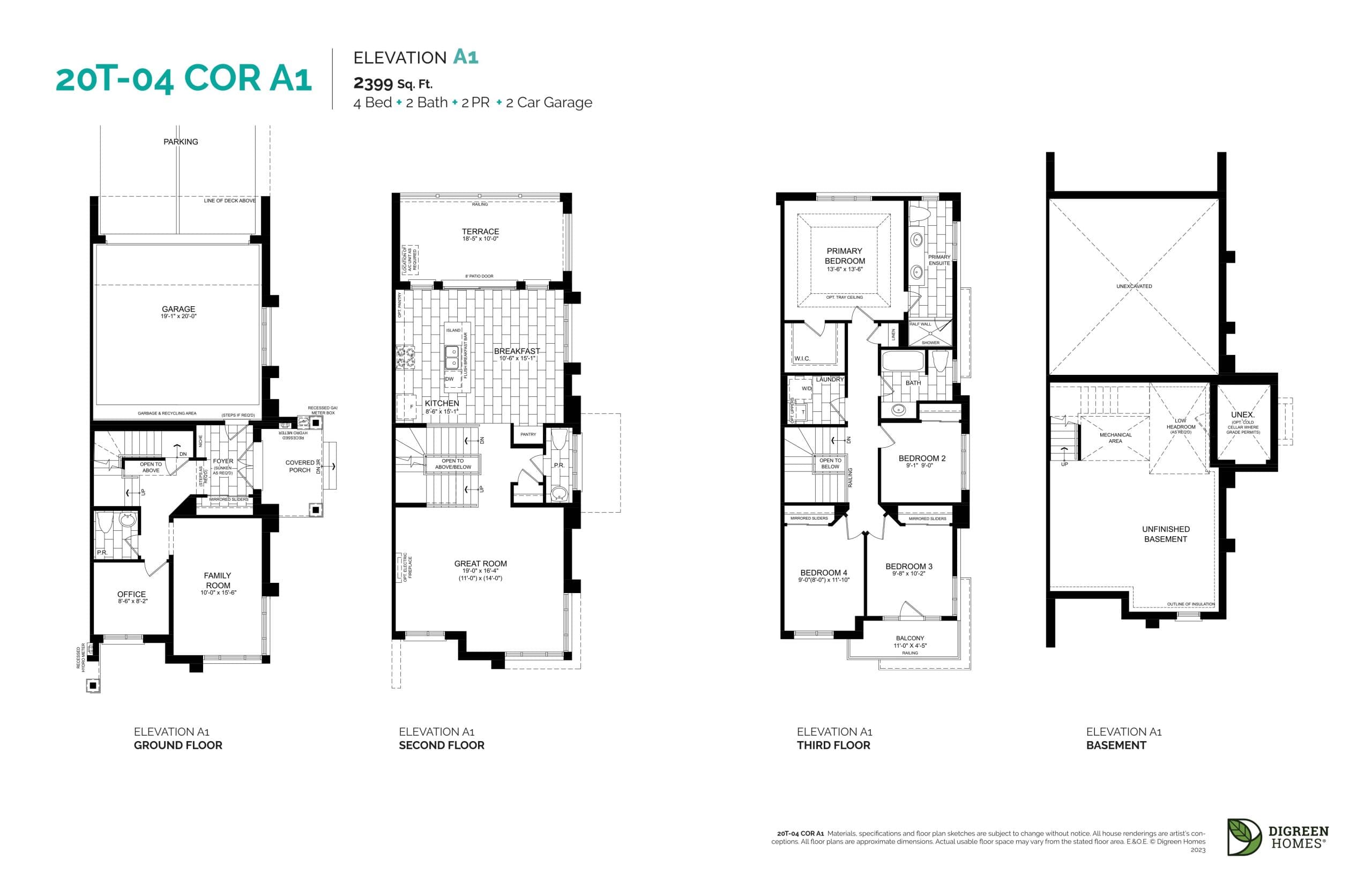 20T-04 Cor A1 Floor Plan at NAVA Oakville Towns Phase 2 - 2399 sq.ft