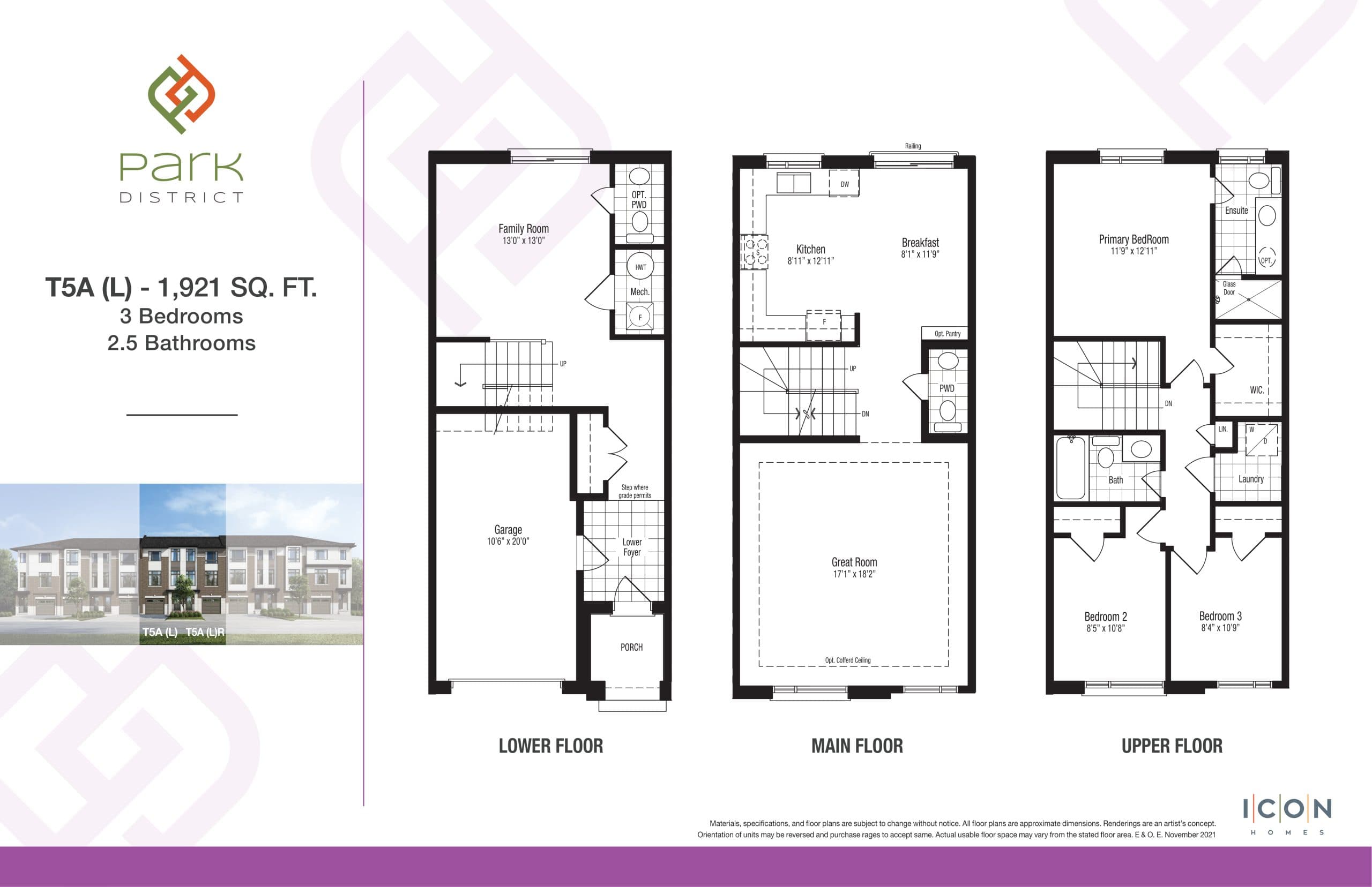 T5A (L) - Woodland Collection Floor Plan at Park District Towns - 1921 sq.ft