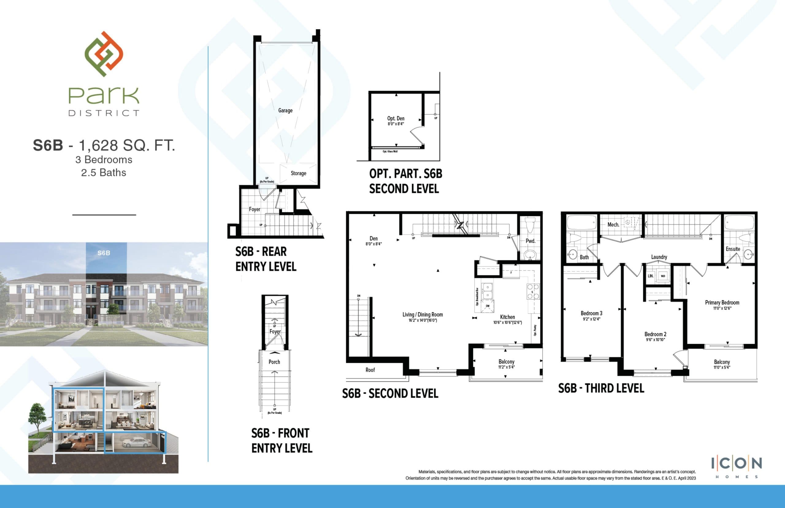 S6B - Trailhead Collection Floor Plan at Park District Towns - 1628 sq.ft